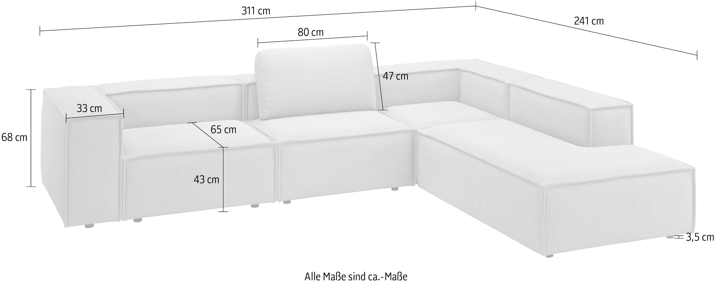 Places of Style Ecksofa »Watertown moderne L-Form«, Breite 311 cm