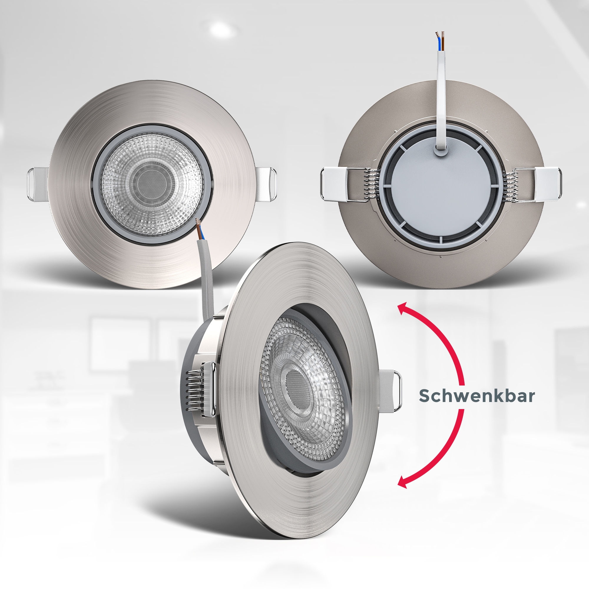 B.K.Licht LED Einbauleuchte, 3er-Set,  inkl. fest integriertem LED-Leuchtmittel, Schutzart IP23