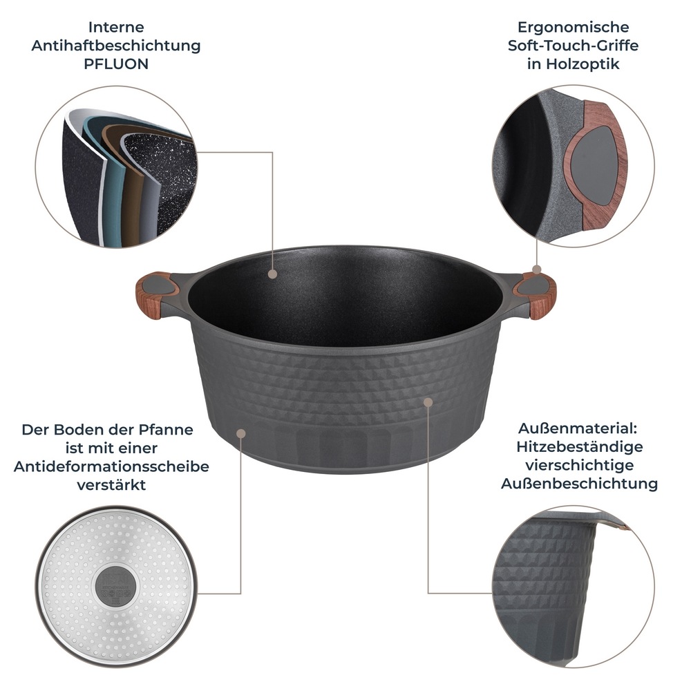 Thumbnail - RESTO Kitchenware Kochtopf "Capella, Schmortopf antihaftbeschichtet und spülmaschinenfest" 2 Stk. tlg. Aluminiumguss