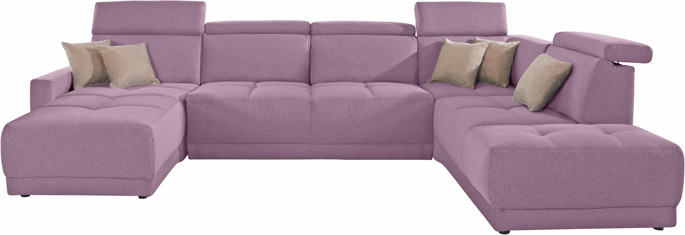 DOMO collection Wohnlandschaft »Ava moderne Sitzheftung mit toller Doppelnaht, komfortabel, U-Form«, mit Federkern, wahlweise mit Kopfteilverstellungen