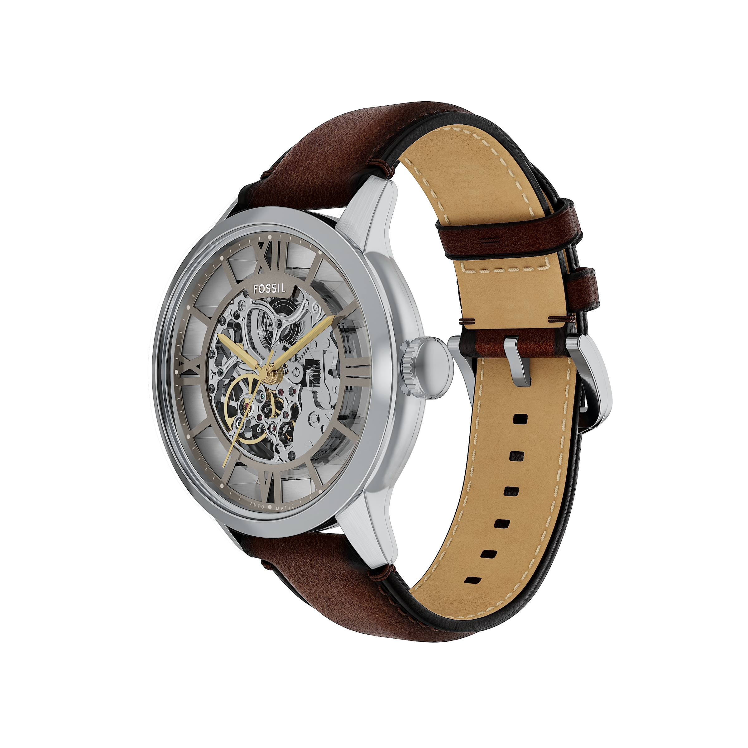 Fossil Automatikuhr »TOWNSMAN«, Armbanduhr, Herrenuhr, Mechanische Uhr, Lederarmband, analog