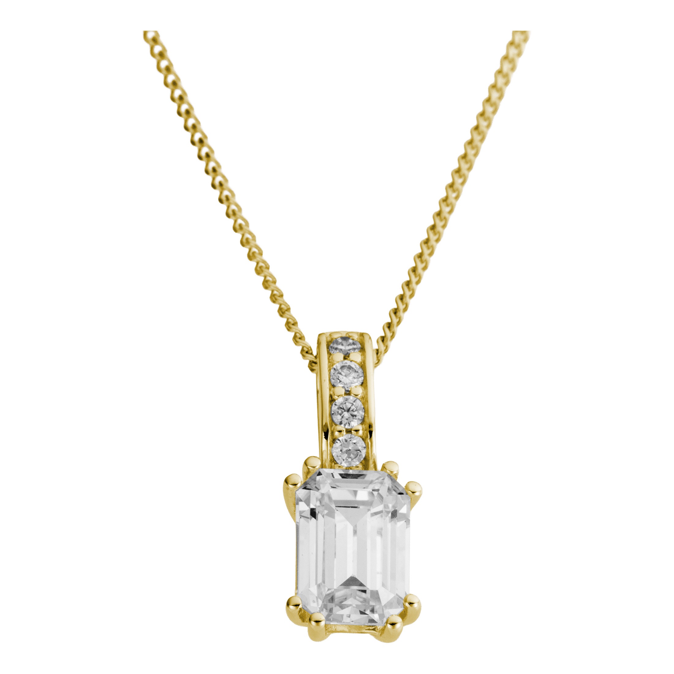 FIRETTI Damen Kettenanhänger "Schmuck Geschenk Gold 333 Halsschmuck Anhänger Baguette Lab Grown", 0,94 VS = sehr kleine Einschlüsse, Diamanten