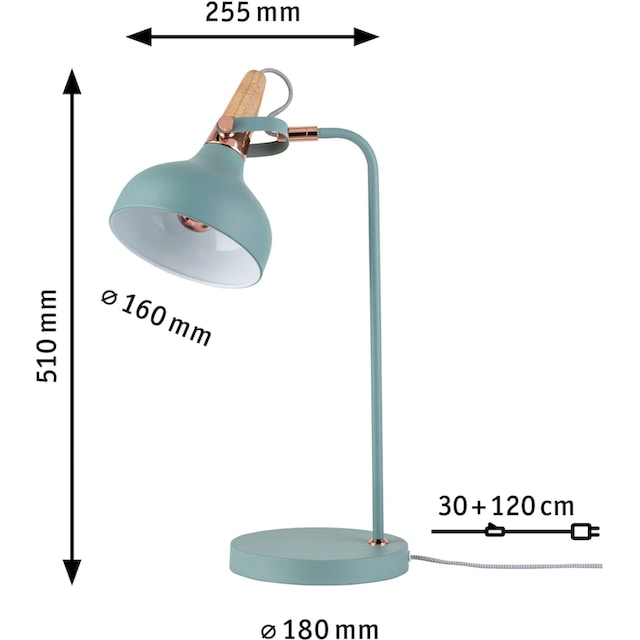 Paulmann Tischleuchte »Juna«, 1 flammig-flammig, 1-flammig  Softgrün/Kupfer/Holz | Sale bei BAUR
