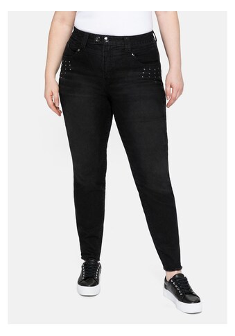 Sheego Stretch-Jeans »sheego Jeans«, mit Fransensaum und Ziernieten kaufen