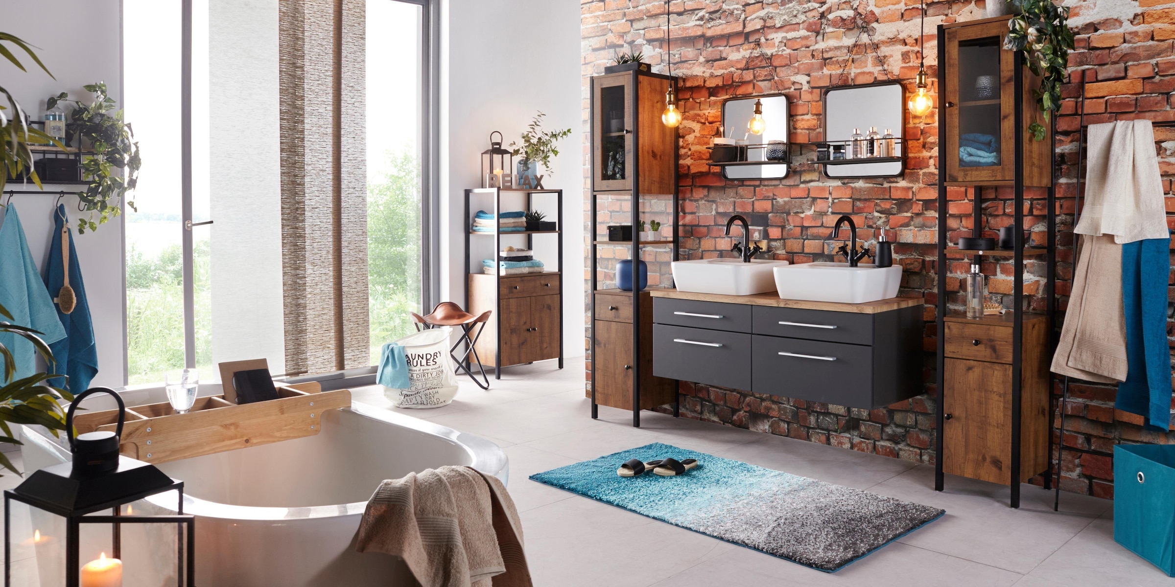 my home Badematte »Elif, Badvorleger, Badezimmer Teppich«, rutschhemmend beschichtet, fußbodenheizungsgeeignet-schnell trocknend-strapazierfähig, Ombré-Look, Badteppich, Badematten auch als 3 teiliges Set erhältlich