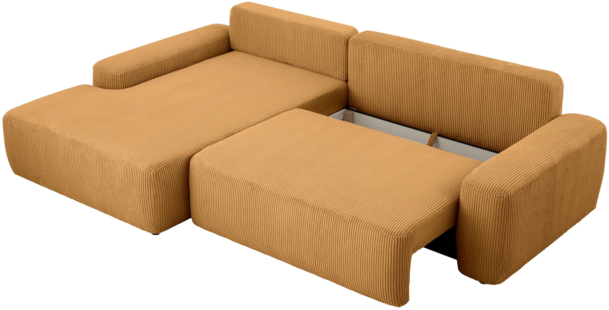 INOSIGN Ecksofa »TORGE (264cm), Schlafsofa in Cord, Samtvelours o Struktur fein, L-Form«, Schlaffunktion, Bettkasten, Liegefläche: 125/210 cm
