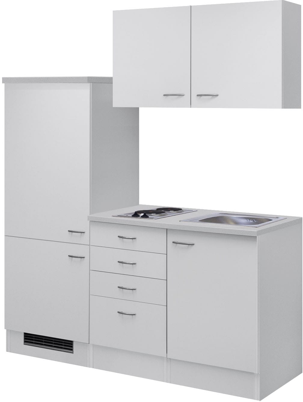 Flex-Well Küche "Wito", Gesamtbreite 160 cm, mit Einbau-Kühlschrank, Kochfeld und Spüle etc.