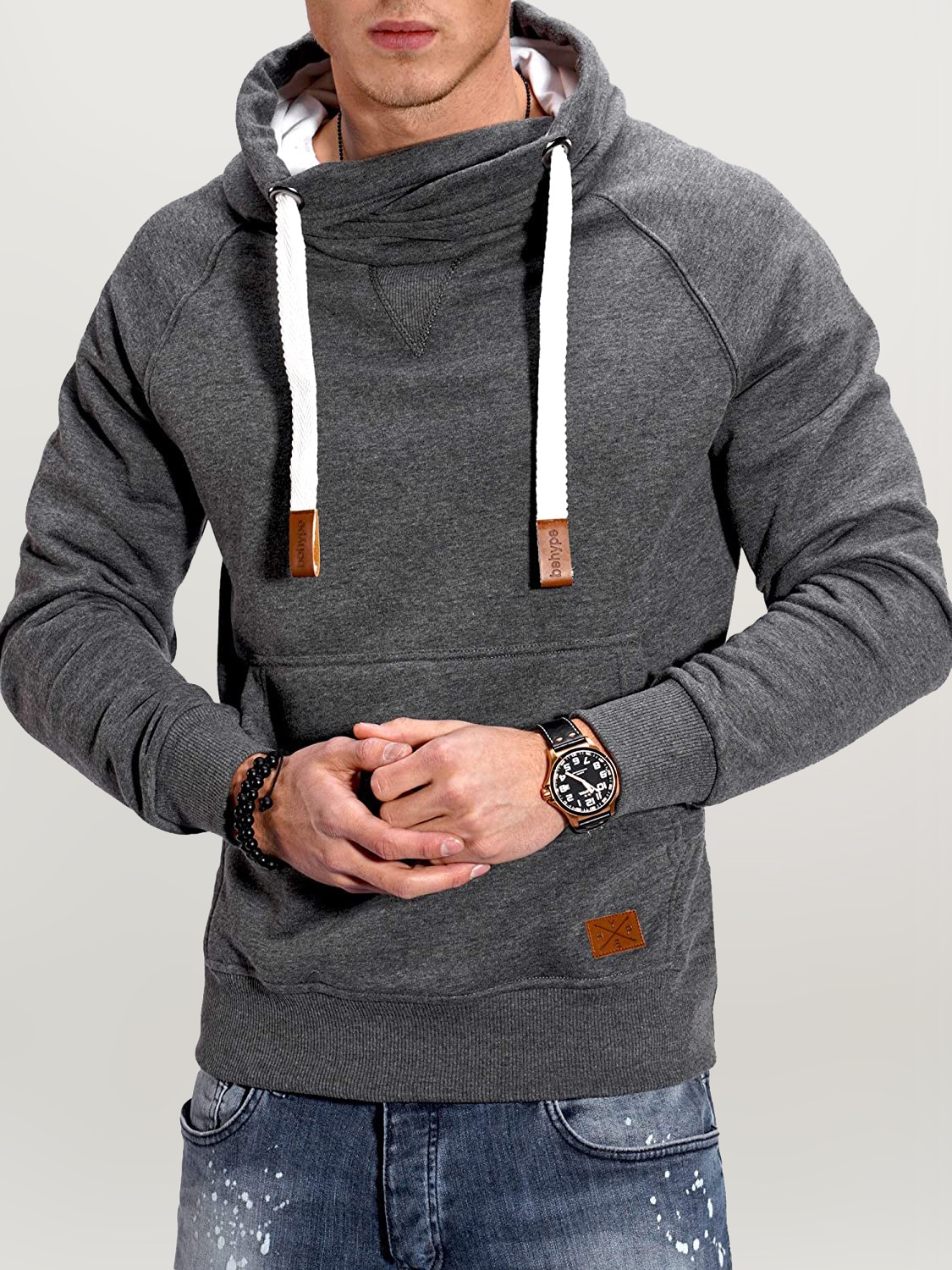 behype Kapuzensweatshirt »JULES«, mit hohem Kragen