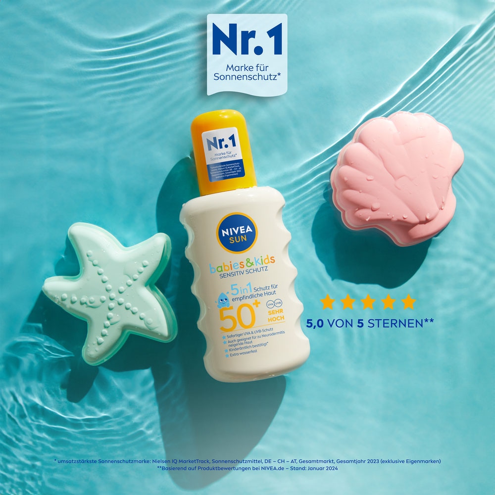 Nivea Sun Sonnenschutzspray »Babies & Kids Sensitiv Schutz+Gratisgröße Lotion to go«, (Set)
