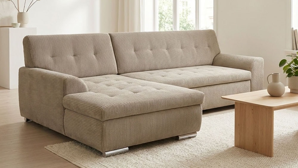 DOMO collection Ecksofa "TREVISO viele Bezüge, auch in Cord, L-Form, 267x178 cm" mit Bettfunktion, inkl. Zierkissen, Unser Dauertiefpreis