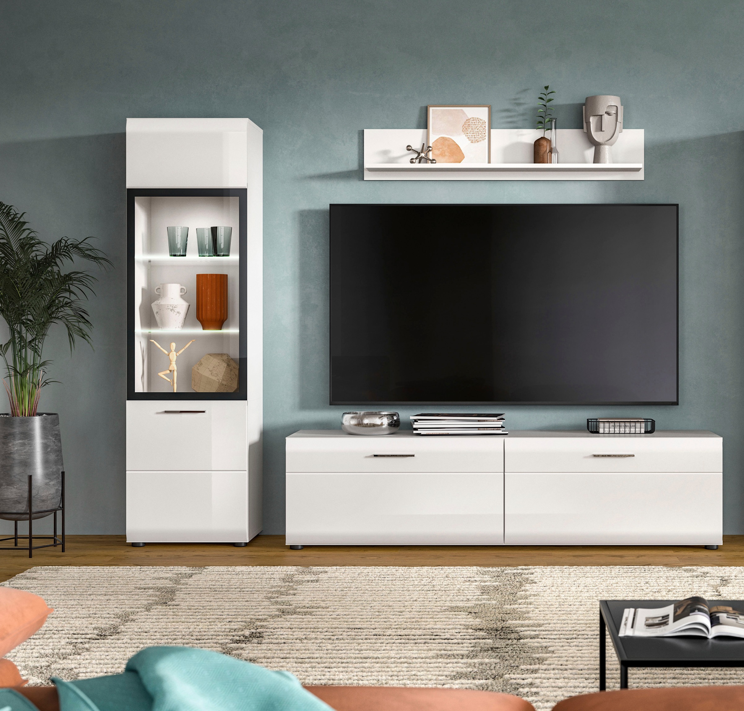 Home affaire Wohnwand "FLORENZ, 3-teilige Wohn-Kombination, hochwertige MDF günstig online kaufen