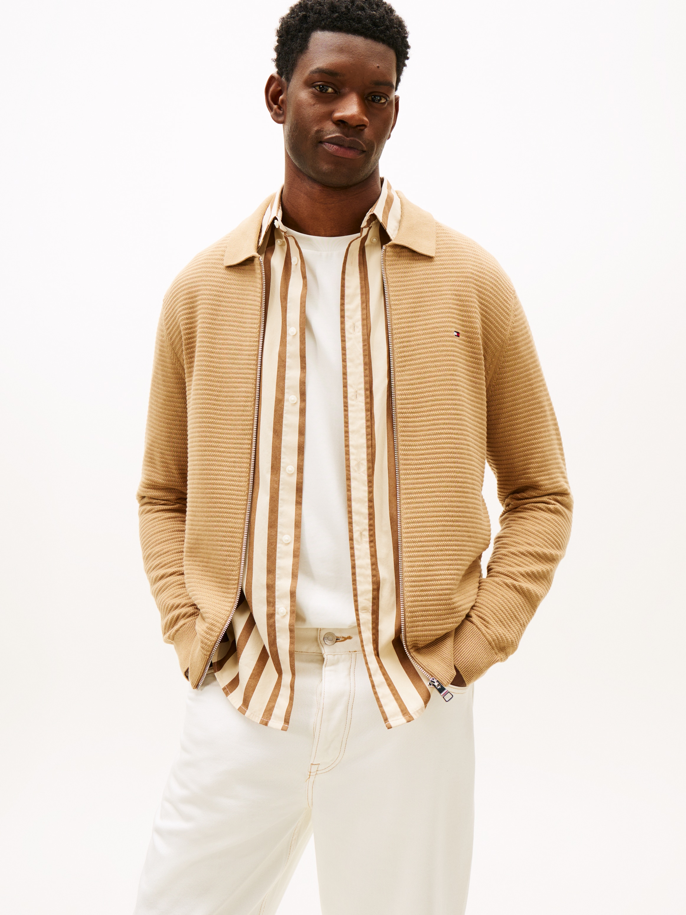 Tommy Hilfiger Cardigan "SEASONAL STRUCTURE" strukturiert, mit Polokragen, günstig online kaufen