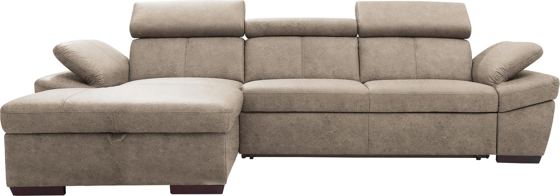 exxpo - sofa fashion Ecksofa "Salerno, Funktionssofa, Breite 280cm, hoher Sitzkomfort, L-Form" inkl. Kopf- und Armteilverstellung, wahlweise mit Bettfunktion