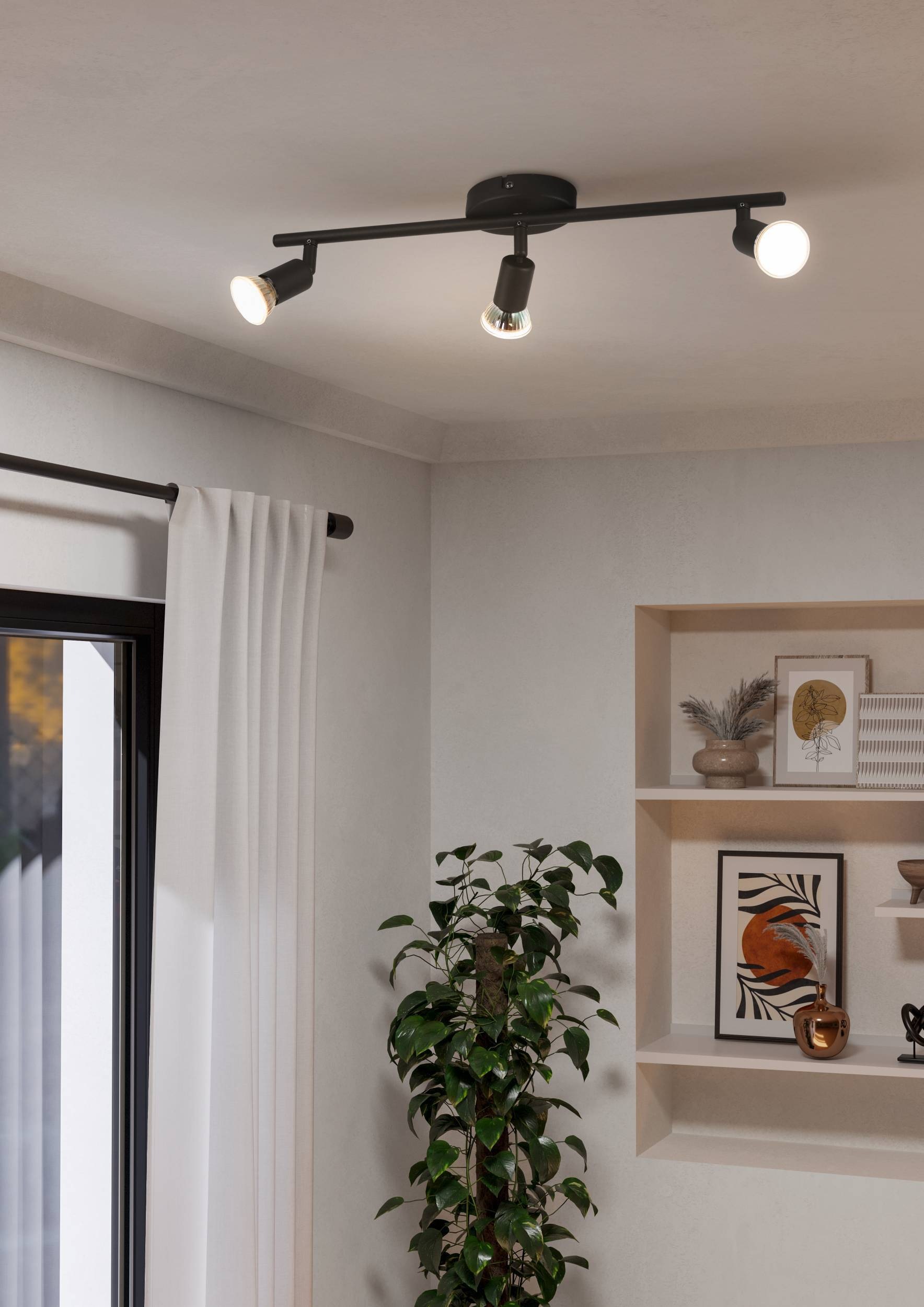 EGLO Deckenleuchte »Buzz-LED Deckenlampe, Wohnzimmerlampe aus Metall, Küchenlampe, GU10« GU10 1 Stk. Deckenlampe schwarz, Wohnzimmerlampe, Küchenlampe, GU10, 48,5 cm