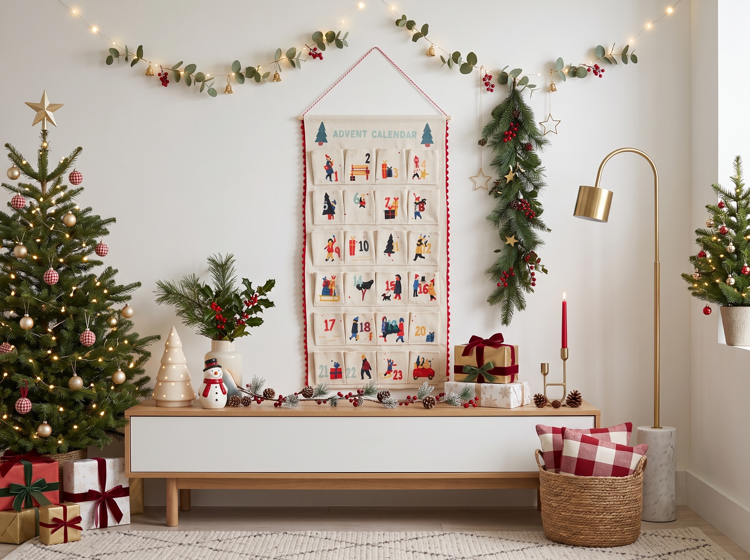 OTTO home Adventskalender »mit Gratis Geschenksäckchen(ca.18x13cm),« Es liegt keine Altersempfehlung vor ca.50x100cm, ideal für Türen oder als Wandbehang