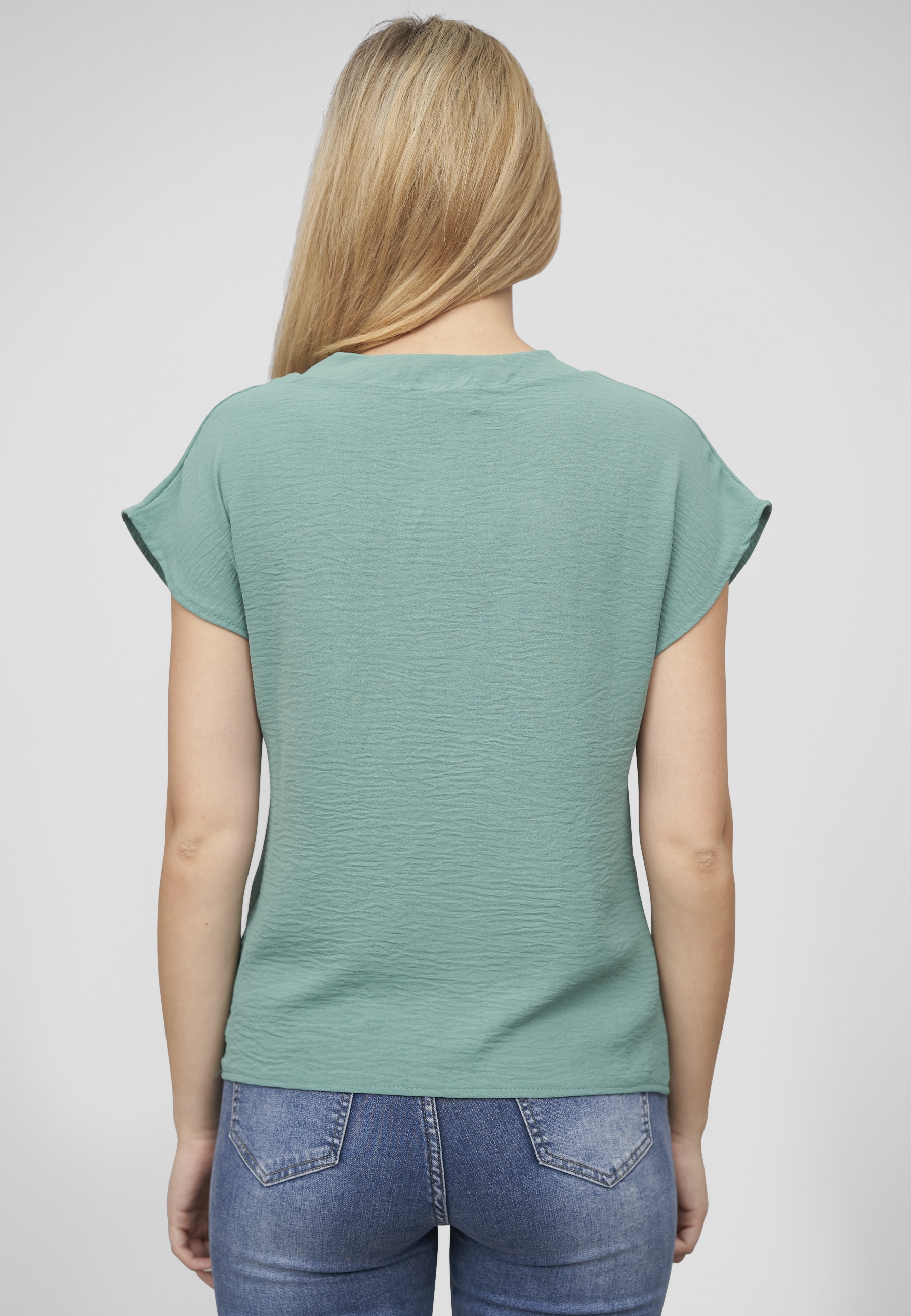 CLOUD 5IVE Klassische Bluse »CLOUD 5IVE Musselin Bluse mit V-Ausschnitt«