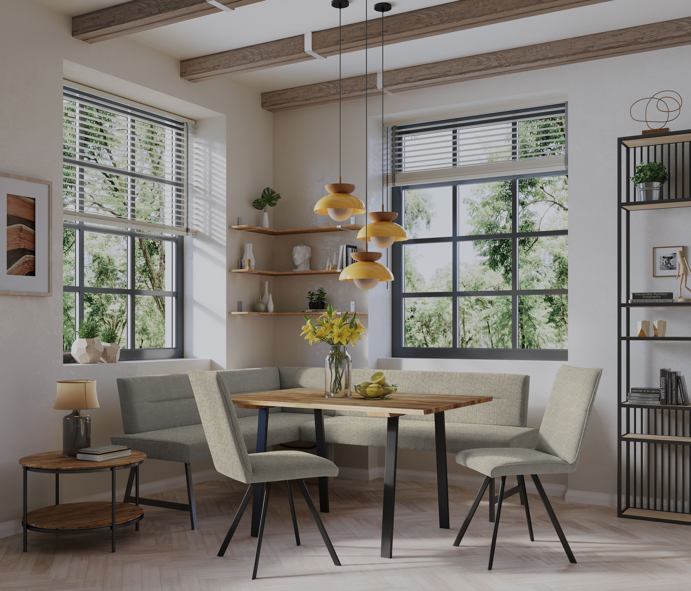 Home affaire Eckbankgruppe "Sava" Set, 4 Stk. tlg. Eckbank mit Wellenfederu günstig online kaufen