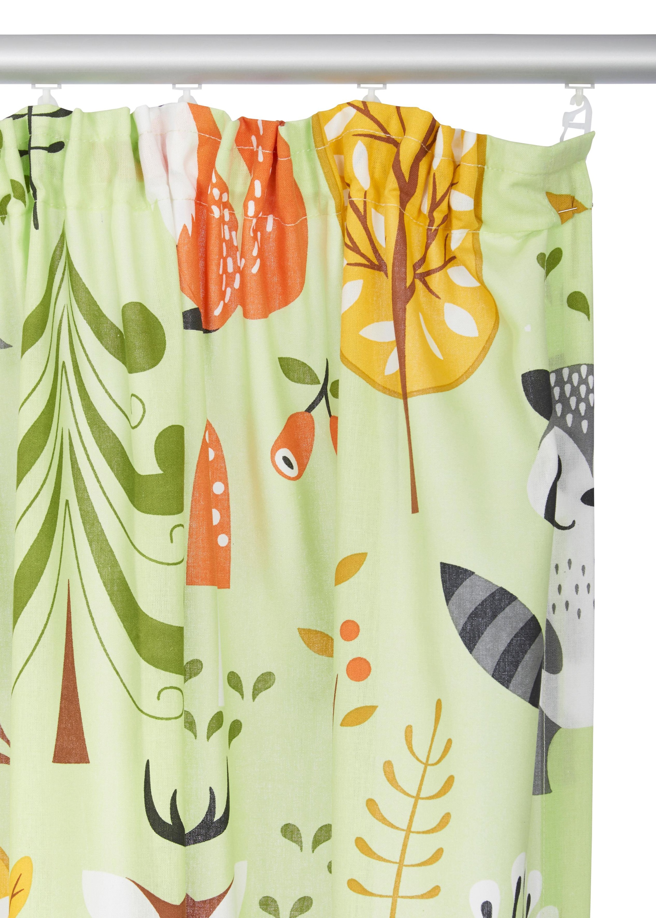 my home Gardine "Waldtiere" Kräuselband 1 Stk. tlg. Kindergardine, einseiti günstig online kaufen