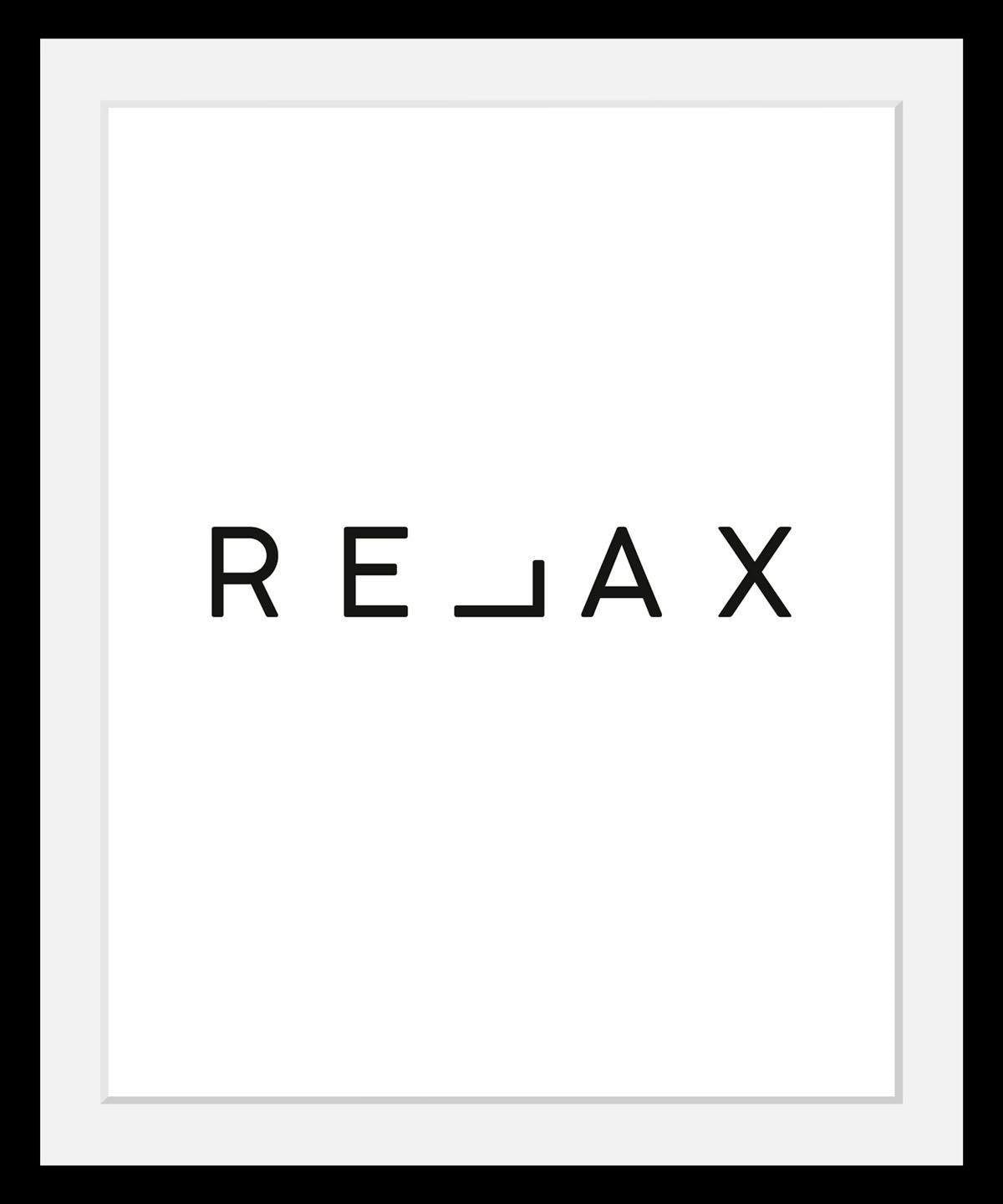 queence Bild "Relax" Humor Motivationsbilder Schriftzug Schwarz-Weiß HD Premium Poster-Druck inkl. Holzrahmen