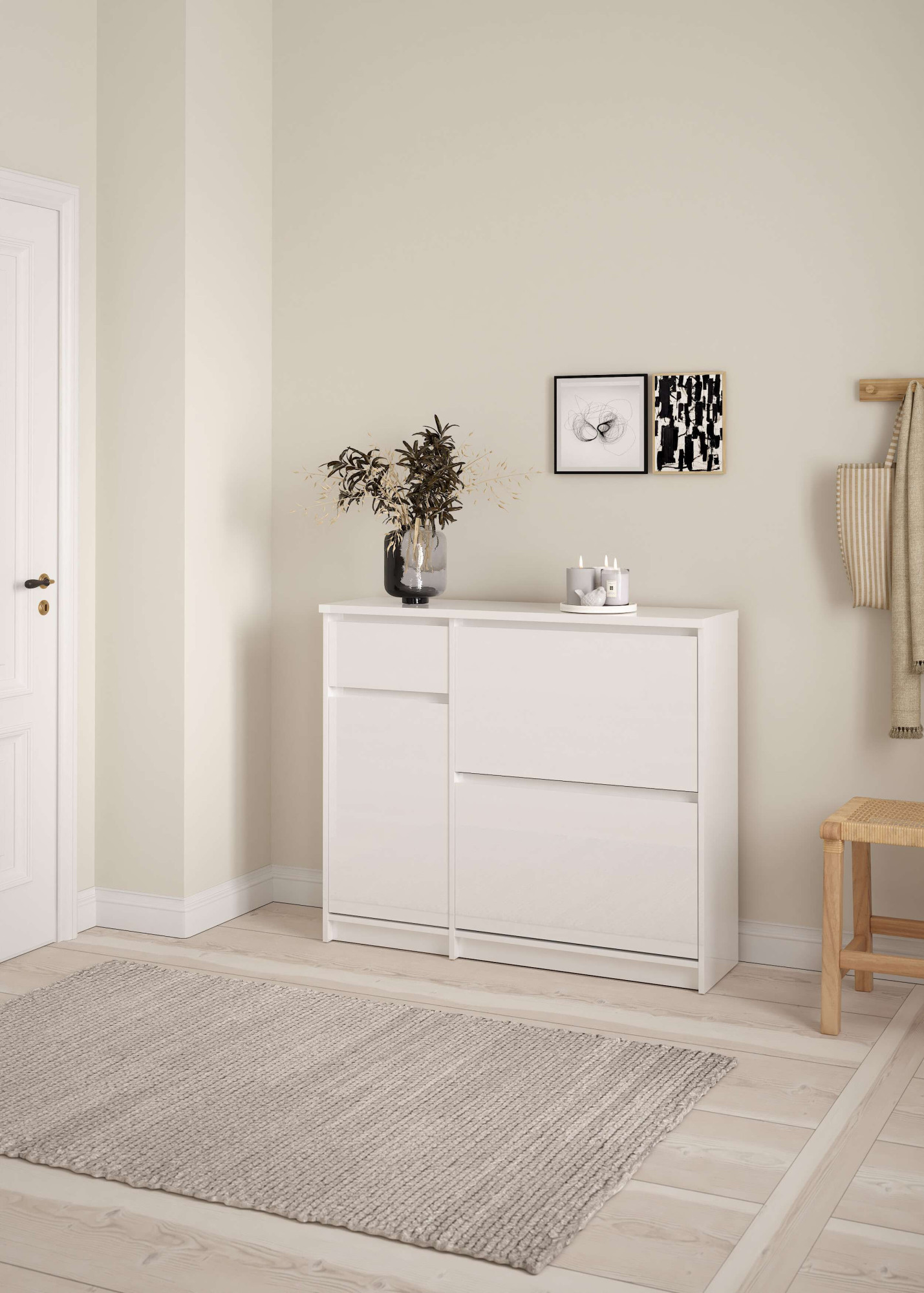 Home affaire Schuhschrank "Naia Schuhregal mit2 Klappen, 1 Fach & 1 Schublade, modernes Design" mit 2 Klappen und 1 Tür und 1 Schublade, Praktisch, Breite 109 cm