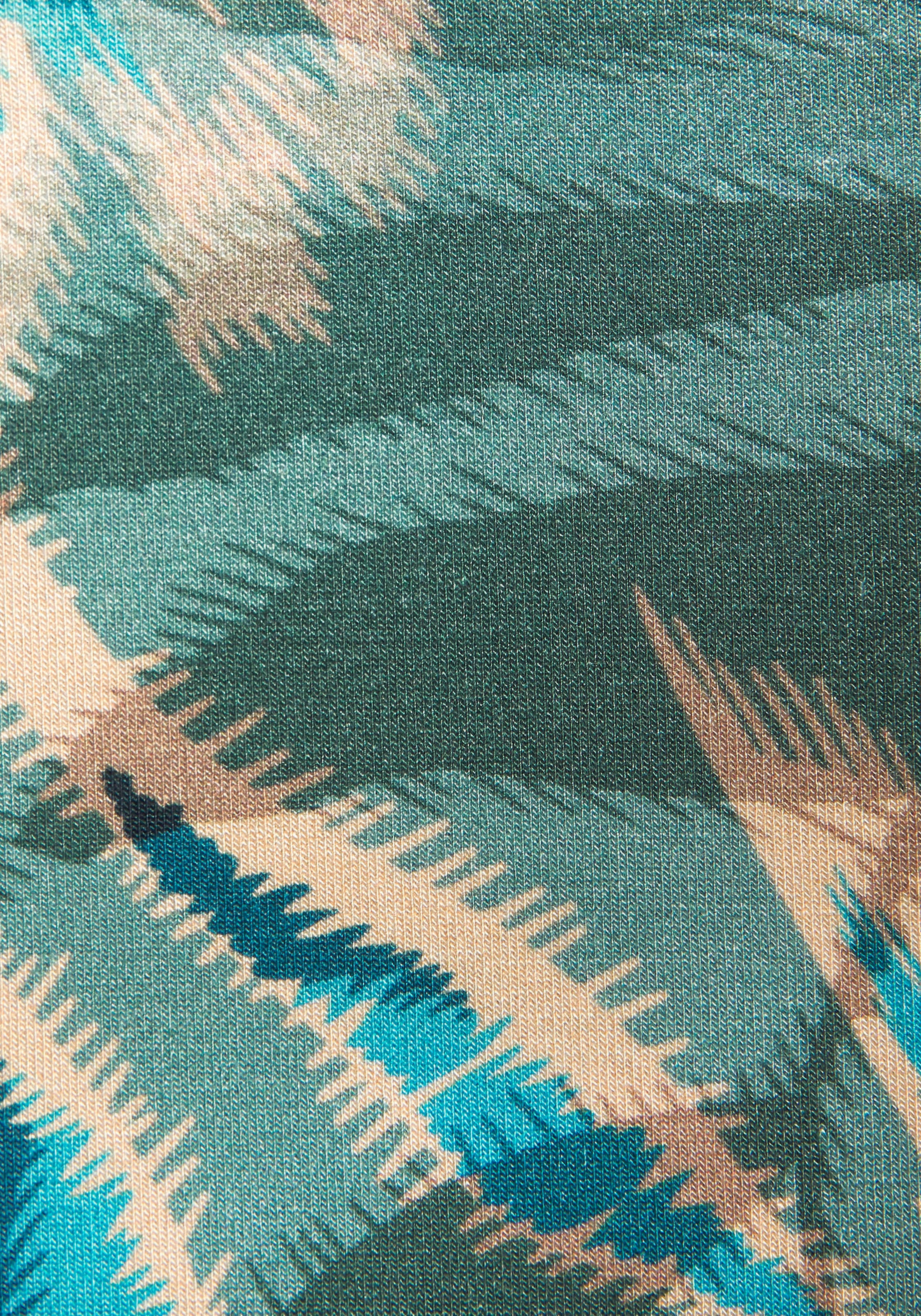 Vivance Sommerkleid, mit Alloverdruck und Zierbändern am Ausschnitt, kurzes Strandkleid