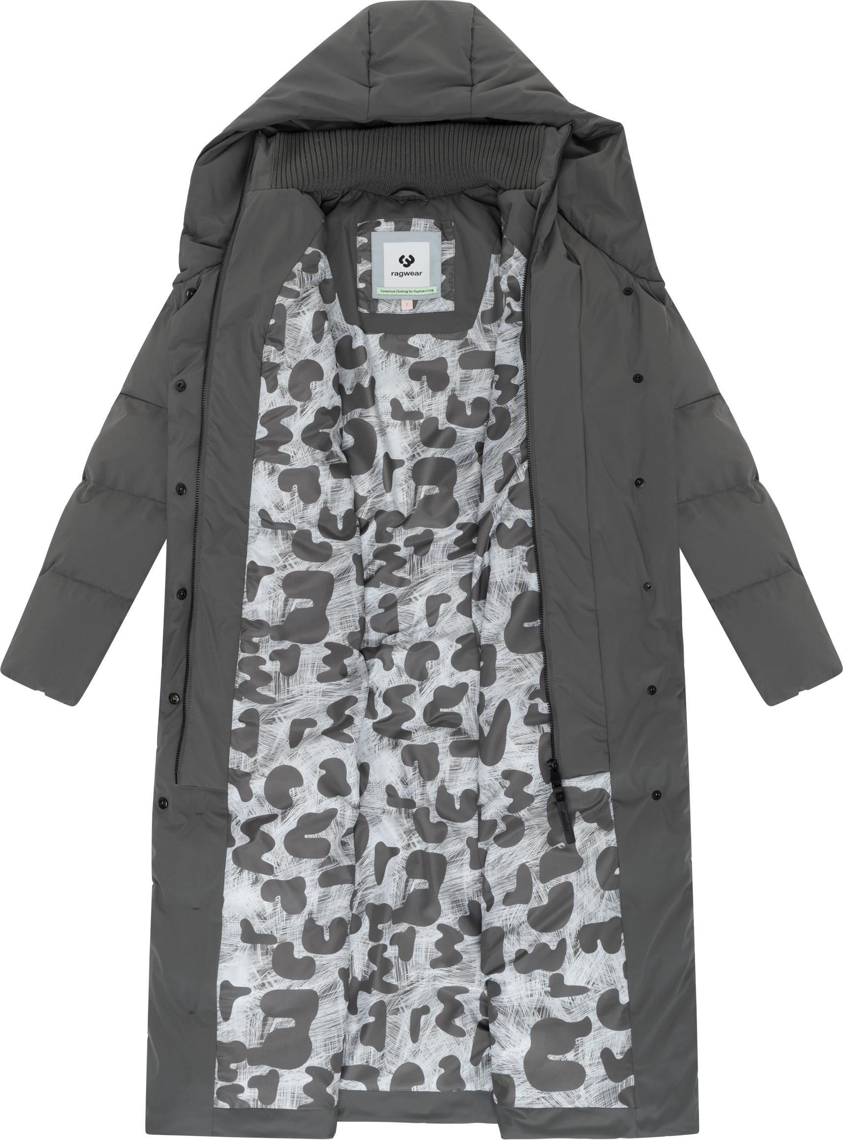 Ragwear Steppmantel »Niani Long«, Langer warmer Wintermantel mit Bindegürtel