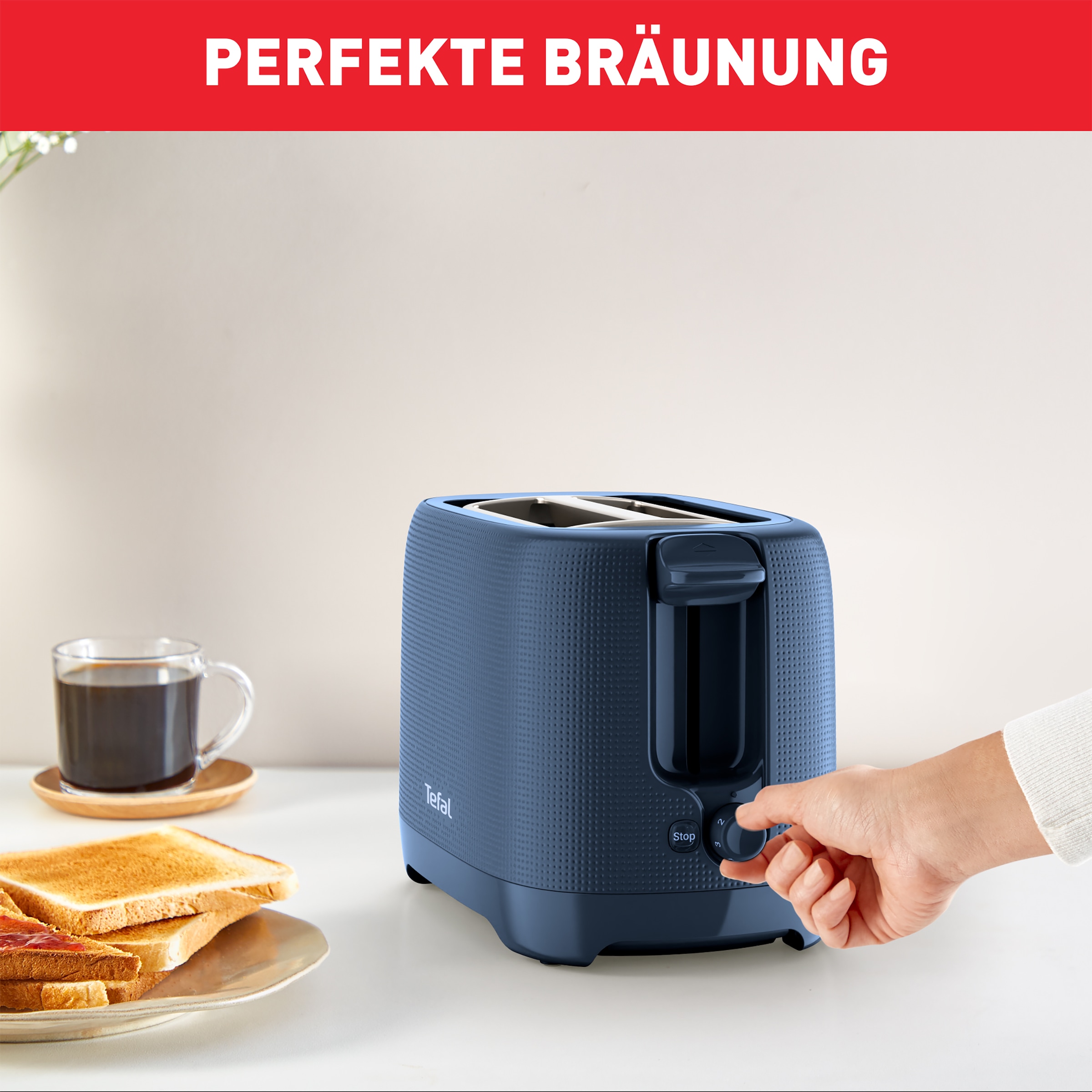 Tefal Toaster »TT2M14 Morning«, 2 kurze Schlitze, 850 W, mit Brötchenaufsatz, 7 Bräunungsstufen, elegantes Design