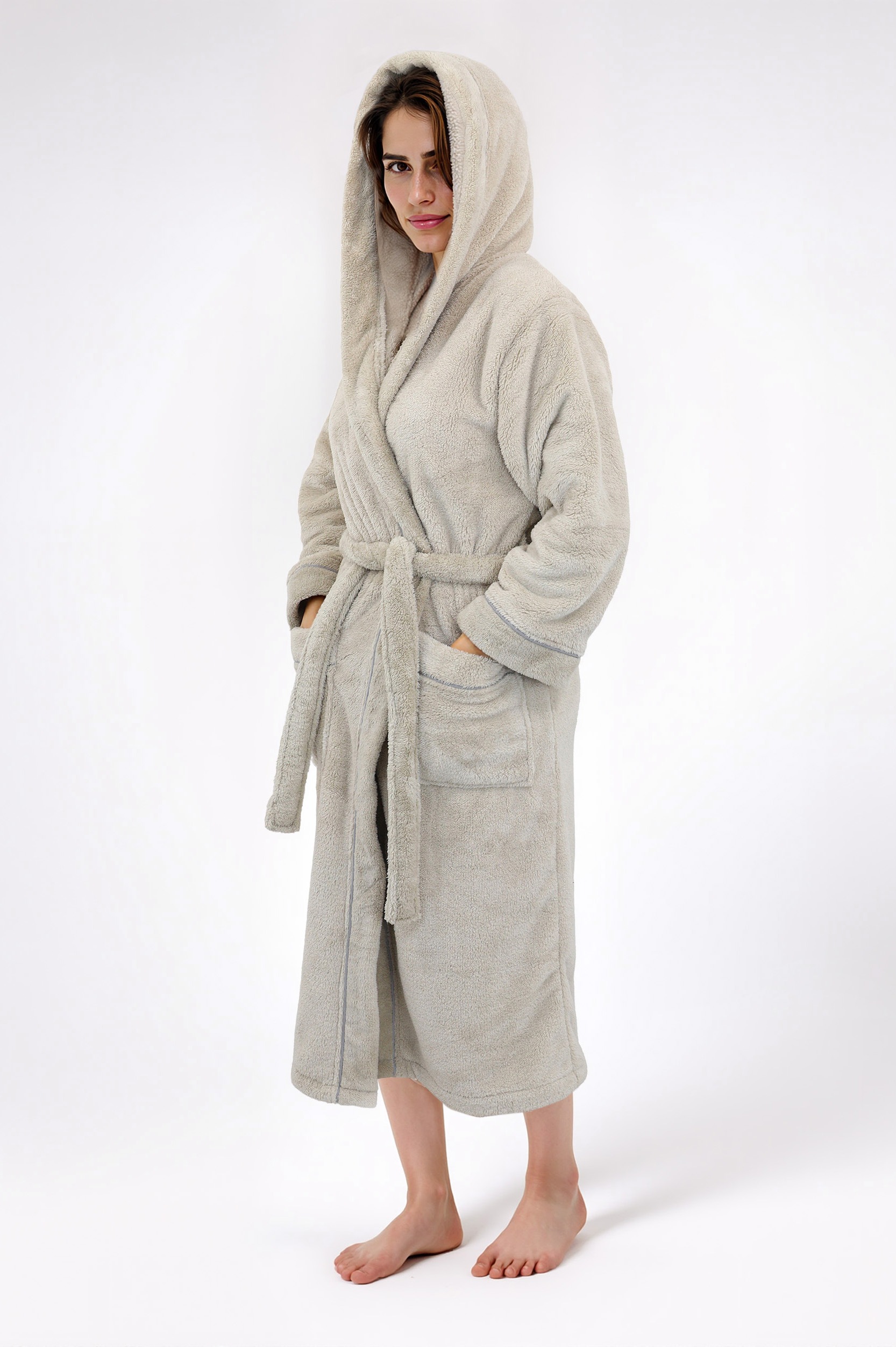 my home Unisex-Bademantel »Lillou, ideal für Sauna & Spa, Hotelbademantel, Morgenmantel«, (1 St.), kuschelig weicher Fleece, für Damen und Herren, XS-3XL
