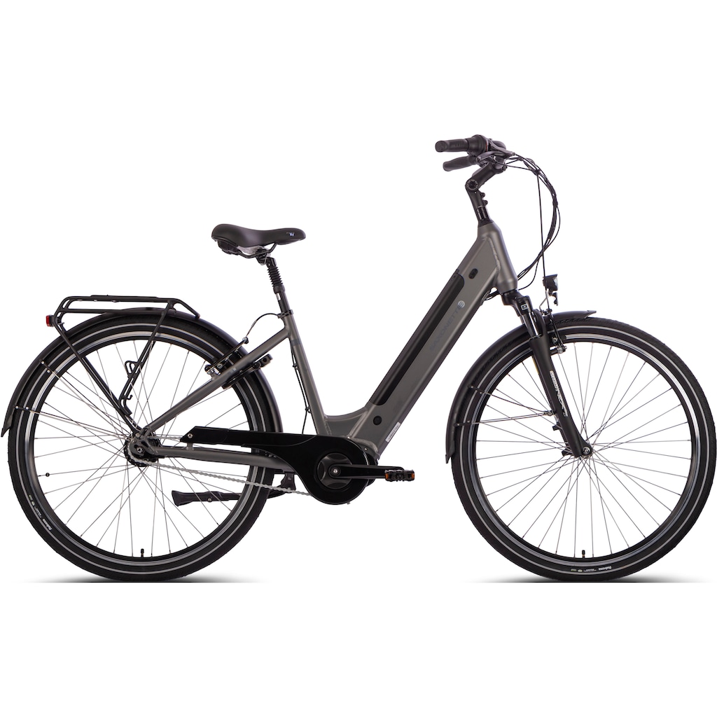 SAXONETTE E-Bike »Optimum Plus«, 7 Gang, Mittelmotor 250 W, E-Bike Citybike, integriertes Rahmenschloss
