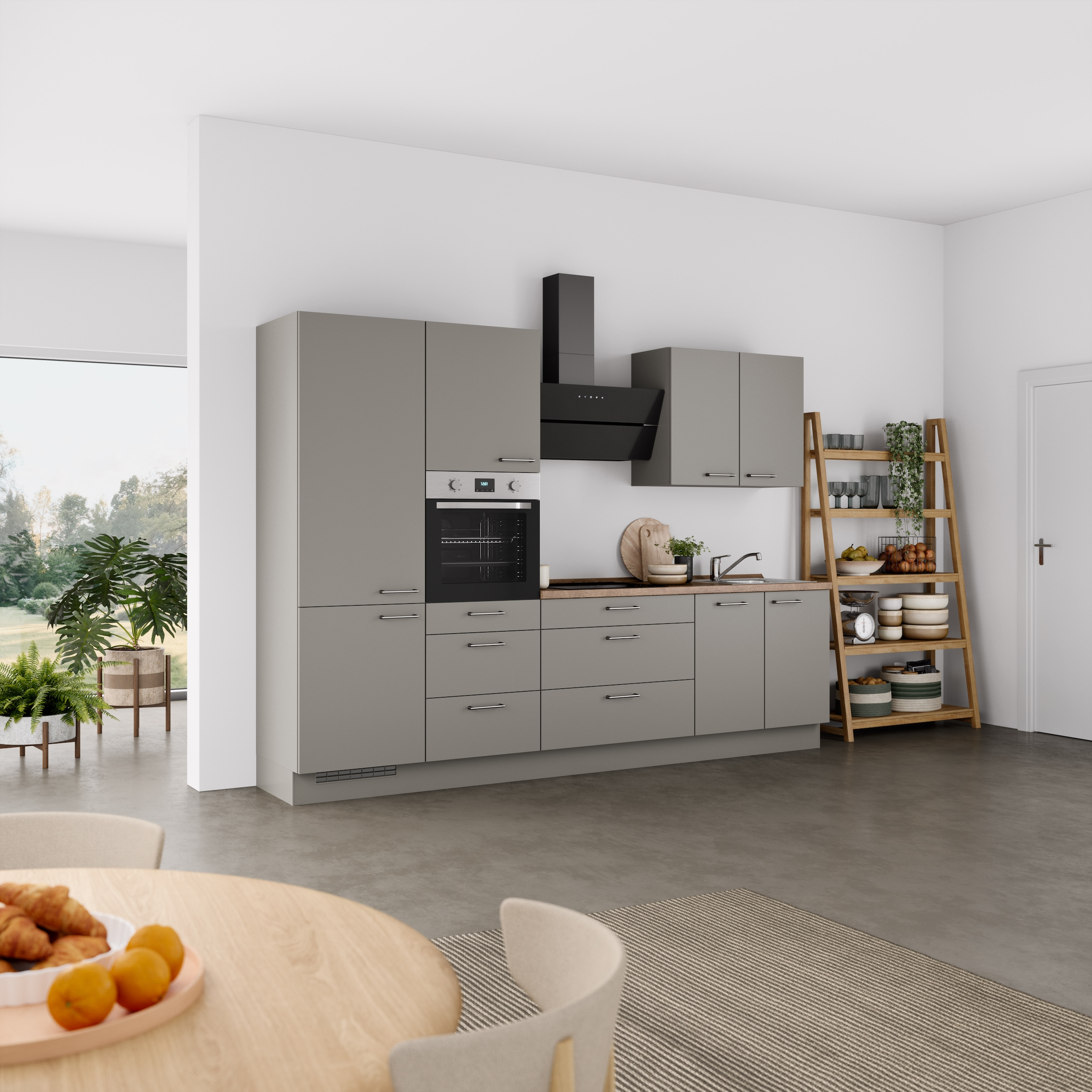 nobilia® Küchenzeile »"Laser II"«, vormontiert, Ausrichtung wählbar, Breite 300 cm, wahlw. mit E-Geräten