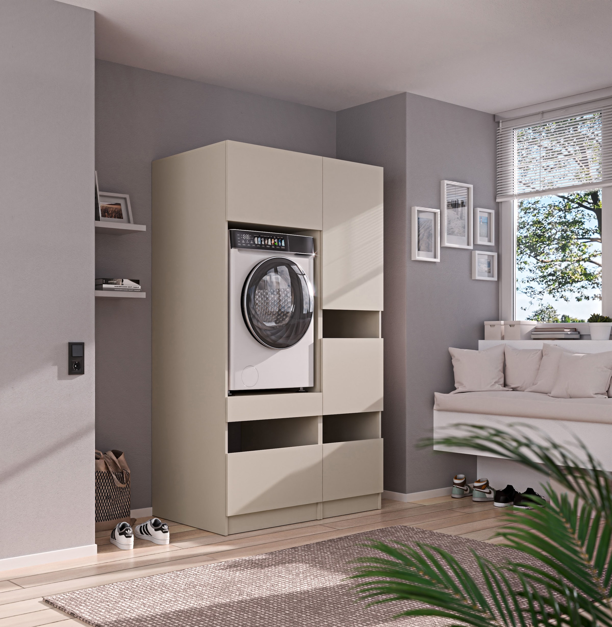 BASIC by Balculina Mehrzweckschrank-Set »Washhome B/T/H 118x68x200 cm« 2 Stk. tlg.