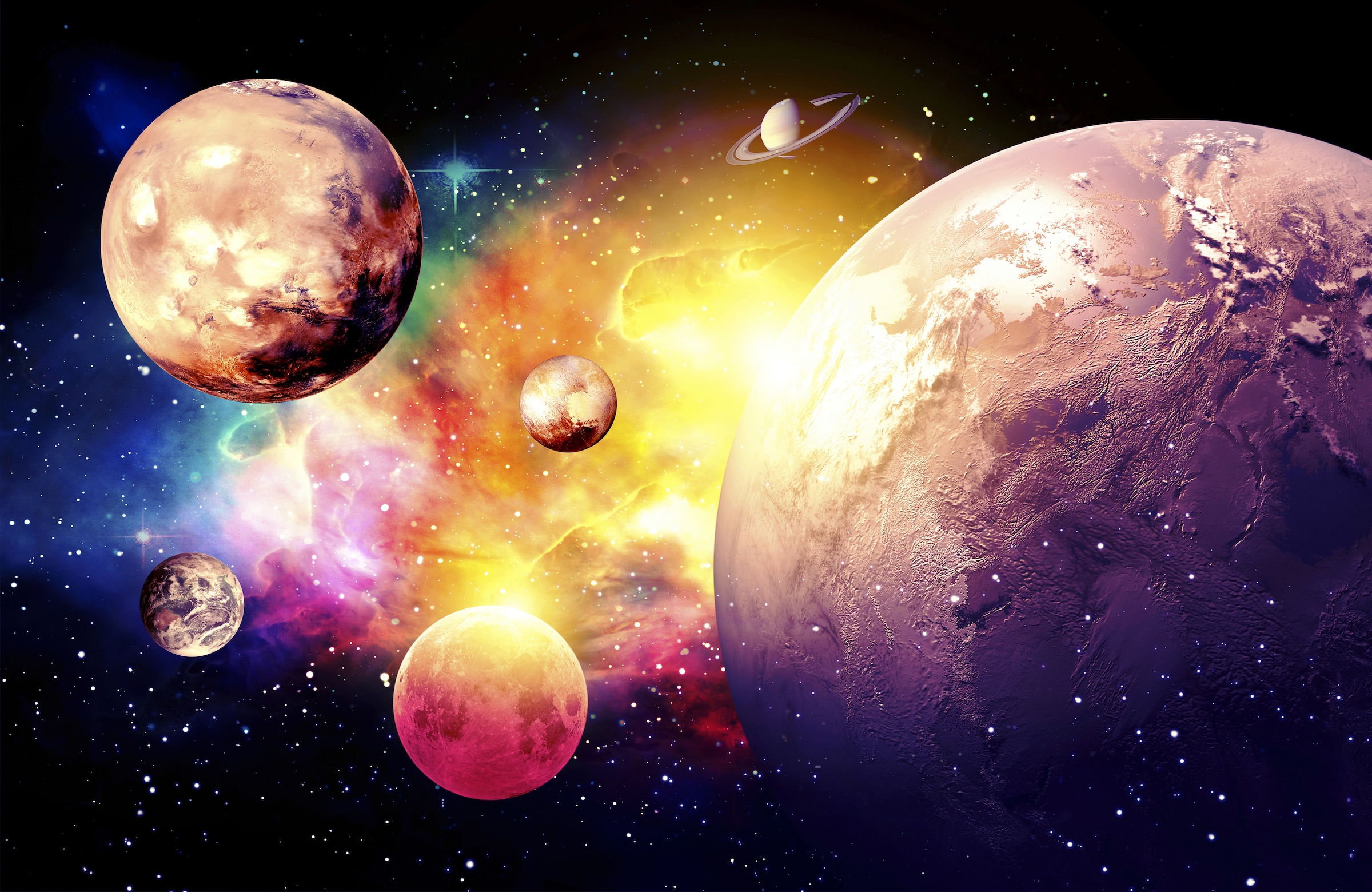 Papermoon Fototapete "GALAXIE-WELTALL UNIVERSUM PLANETEN SOLAR SYSTEM STERNE"