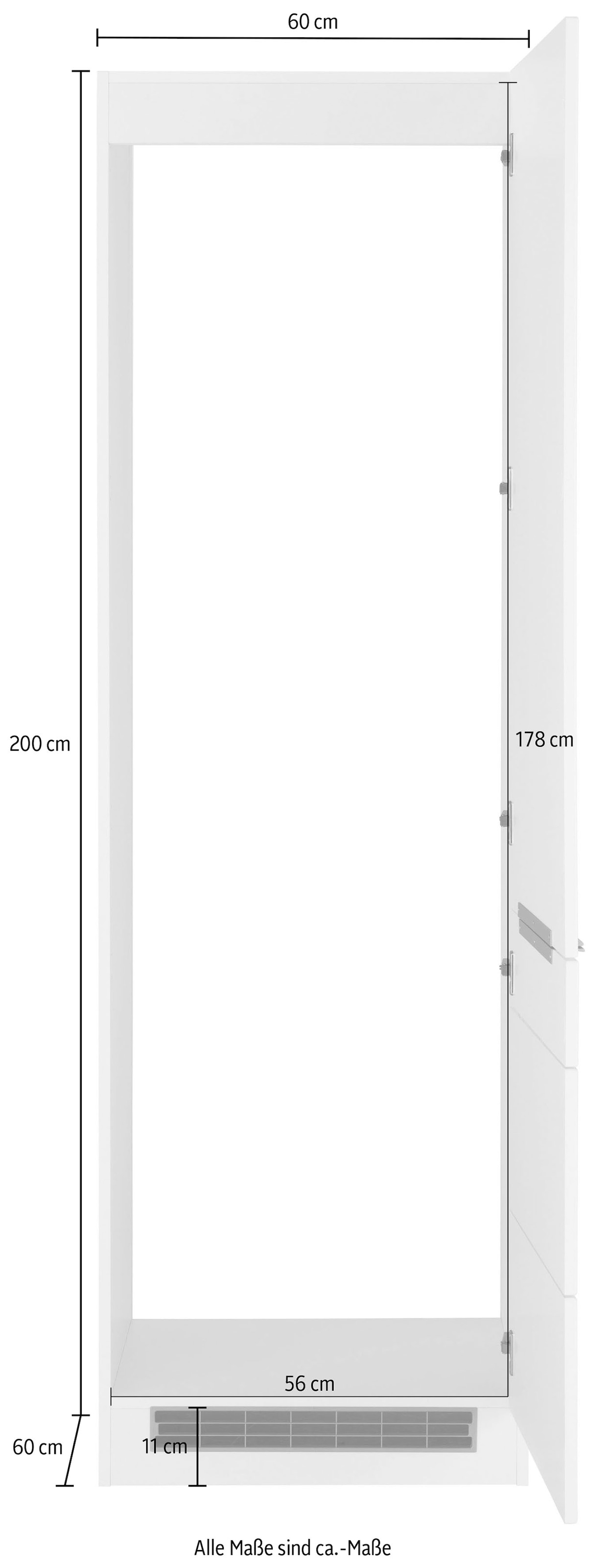 KOCHSTATION Kühlumbauschrank »KS-Brindisi« 60 cm breit, 200 cm hoch, hochwertige MDF Fronten