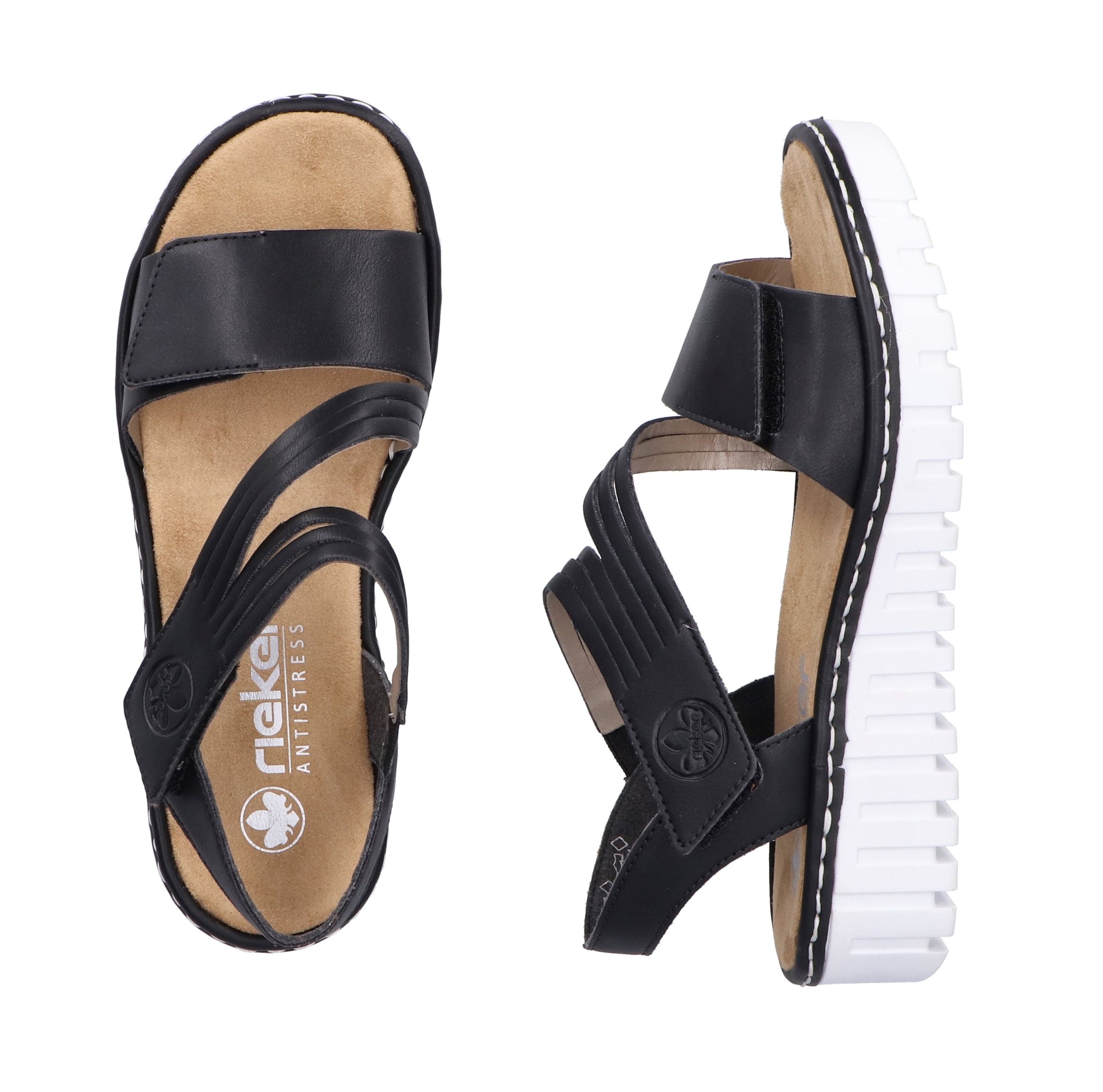 Rieker Plateausandale, Sommerschuh, Sandalette, Keilabsatz, mit Klettriemchen
