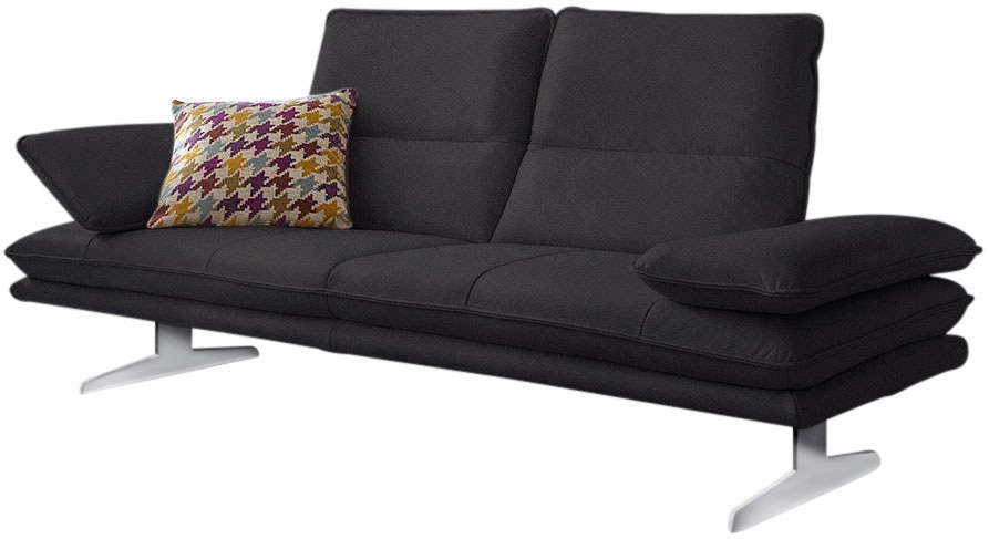 2,5-Sitzer W.SCHILLIG "broadway Designsofa mit hohem Sitzkomfort", grau (anthrazit s37), B:236cm H:94cm T:96cm, Stoff S37 (100% Polyester): Luxus-Microfaser in Lederoptik, Sofas, Sitztiefenverstellung, Kopfteil- & Seitenteilverstellung, Breite 236cm