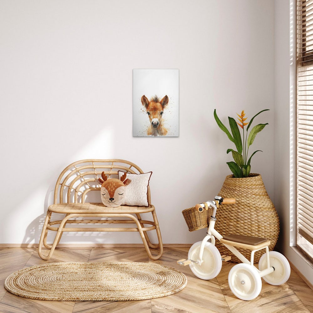 A.S. Création Leinwandbild "Foal - Wandbild Weiß Braun Beige Keilrahmen Kun günstig online kaufen