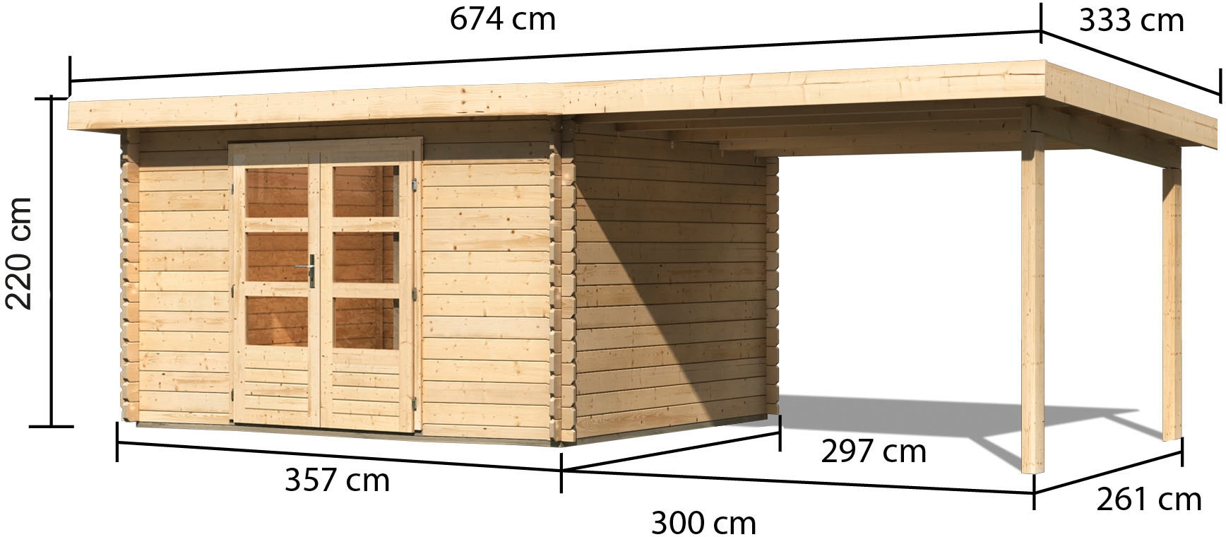 Karibu Gartenhaus »Schloßsee 7«, mit Anbaudach