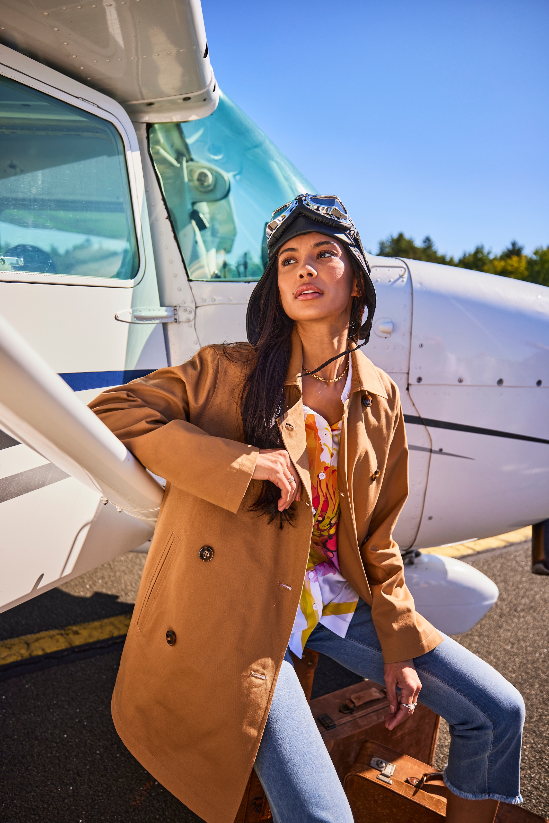 Aniston SELECTED Hemdbluse mit auffälligen, künstlerischen Print - NEUE KOLLEKTION