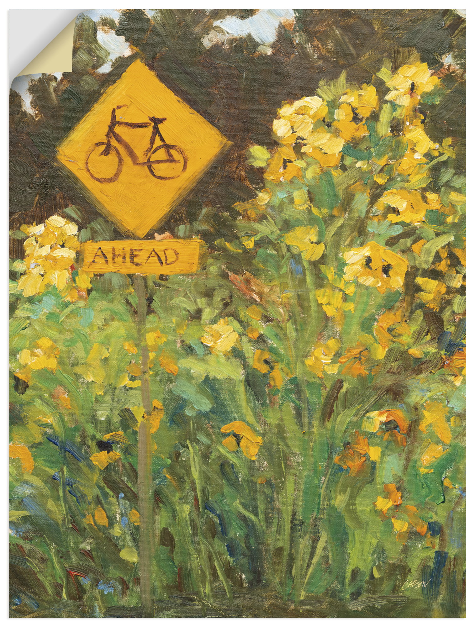 Artland Wandbild "Bicycle Crossing" Blumenwiese 1 Stk. tlg. als Alubild, Leinwandbild, Poster, Wandaufkleber in verschied. Größen