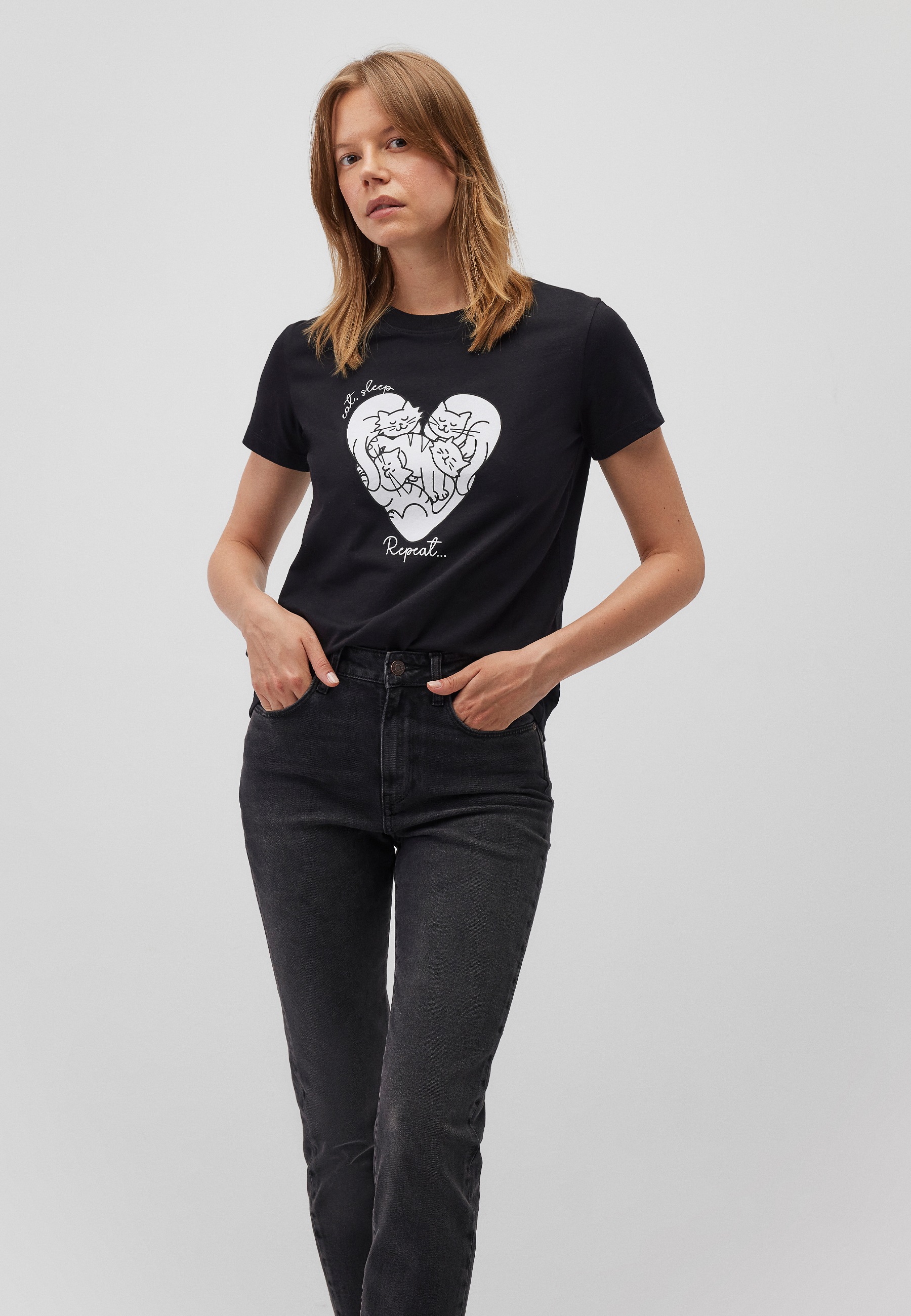 Mavi T-Shirt »CAT HEART T-SHIRT«, Print T-Shirt