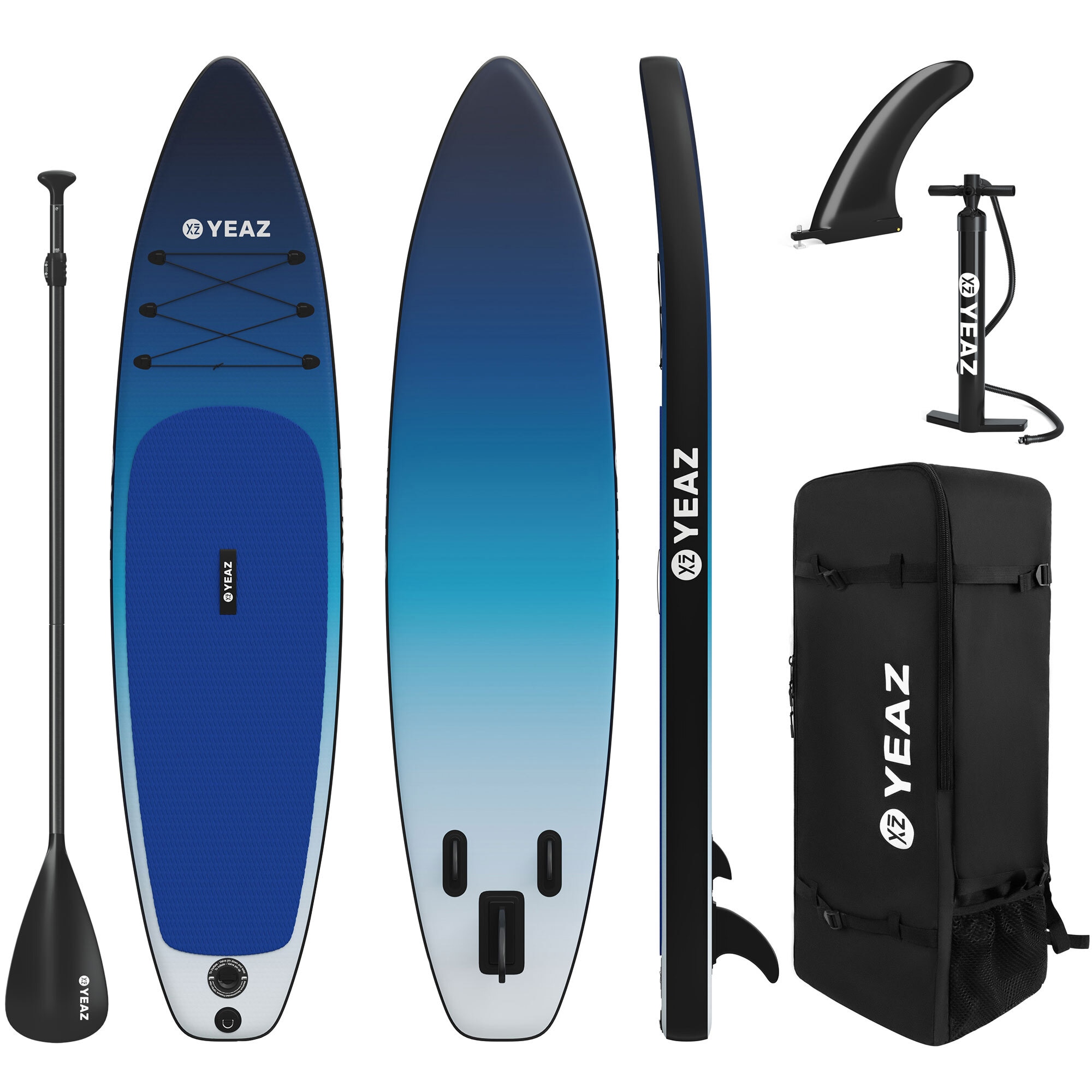 "Inflatable SUP-Board YEAZ ""SUP Board und Kit OCEAN BEACH - EXOTRACE - SET"", blau, Wassersportboards"