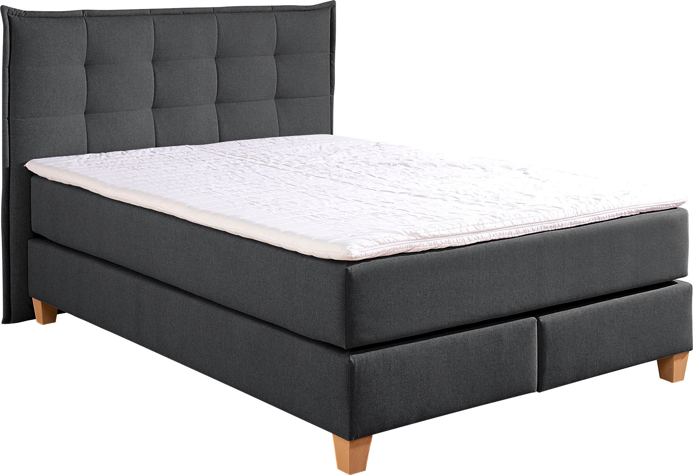 Boxspringbett HOME AFFAIRE, grau (anthrazit), B:160cm L:209cm, Komplettbetten, Boxspringbett, inklusive Komfortschaum-Topper 5