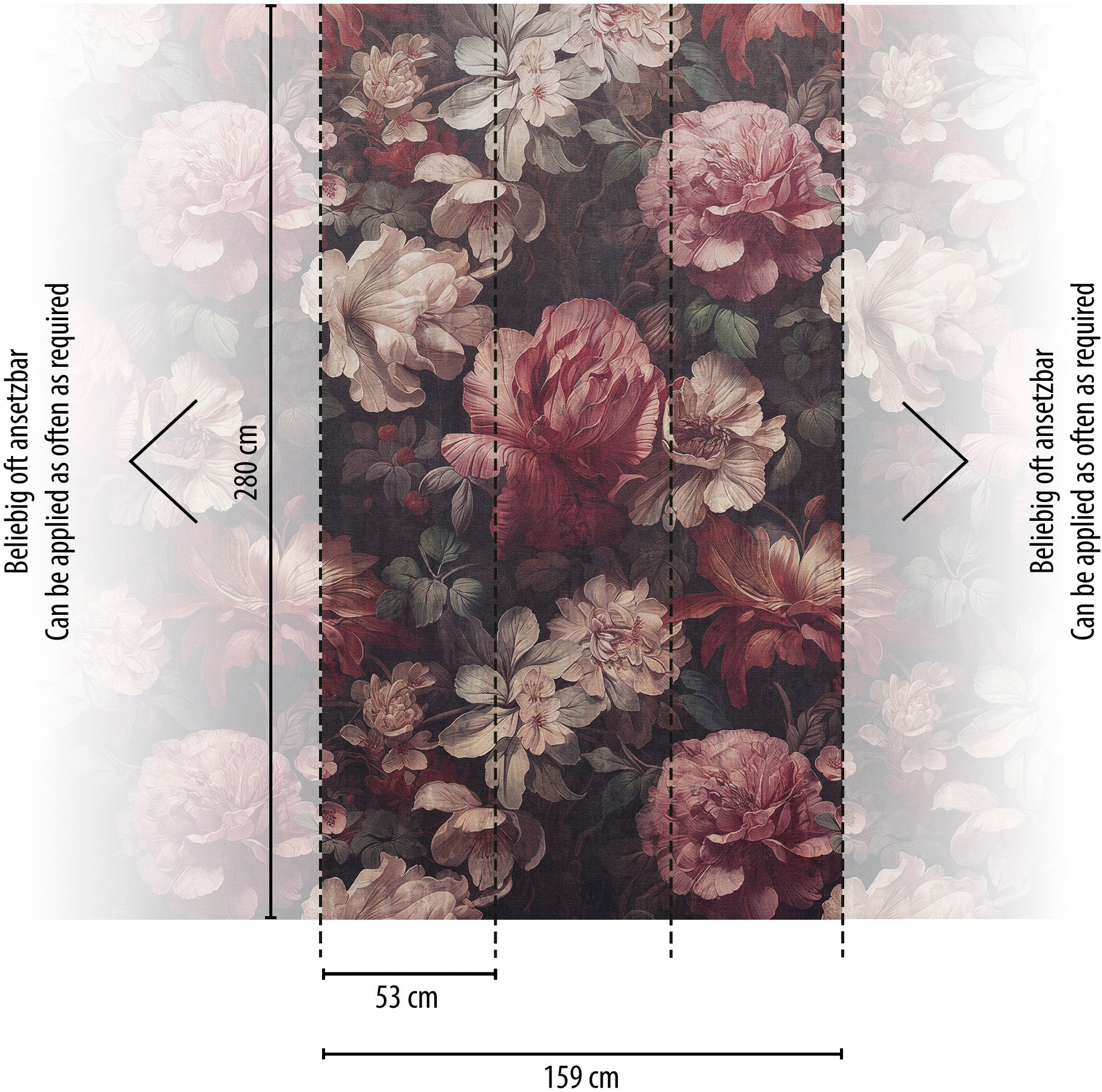 living walls Fototapete »The Wall 4 Flowers – Großformatige Blüten Vlies-Fototapete« botanisch | floral | matt leicht strukturiert Großformatige Blüten mit natürlicher Tiefenwirkung