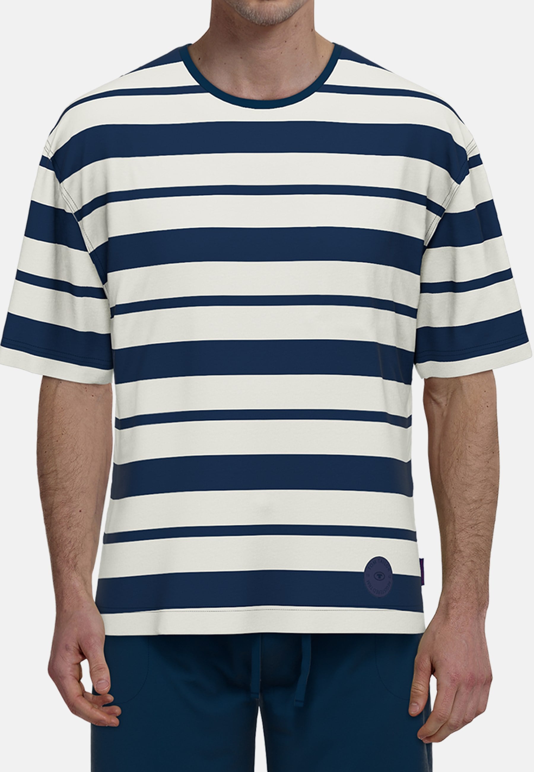 TOM TAILOR Shorty, (2 tlg.), Gestreift, Rundhalsausschnitt