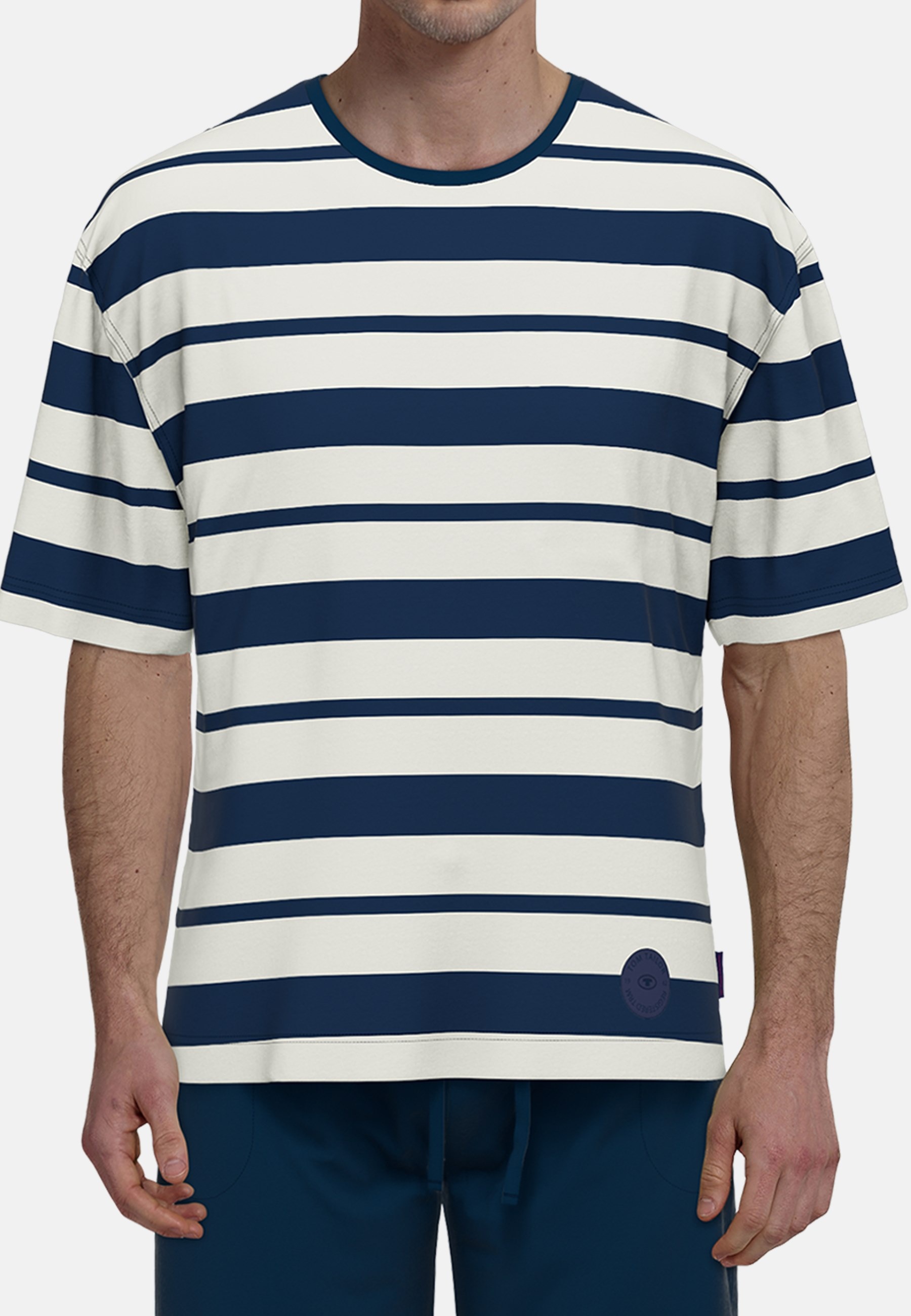 Thumbnail - TOM TAILOR Shorty "Kilkenny" 2 tlg. Streifendesign, Kurzarm, Rundhalsausschnitt, kurze Hose, weich