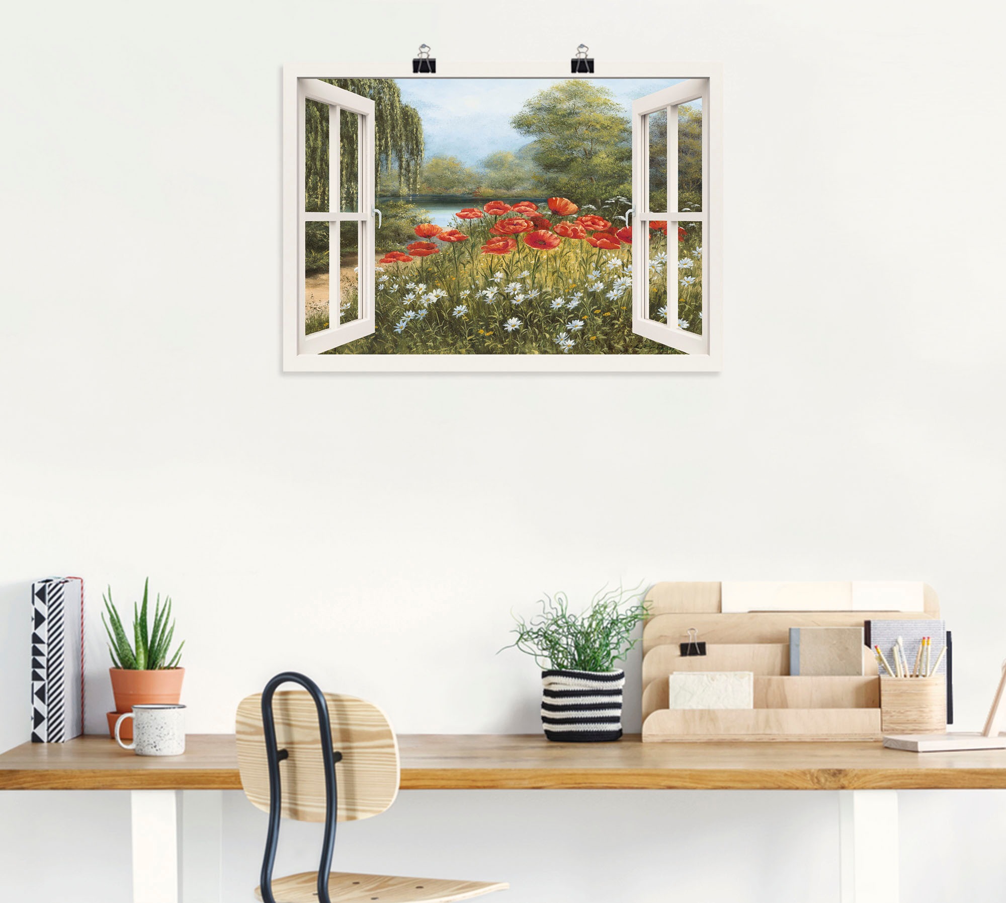 Artland Wandbild "Fensterblick Mohnwiese" Fensterblick 1 Stk. tlg. als Lein günstig online kaufen