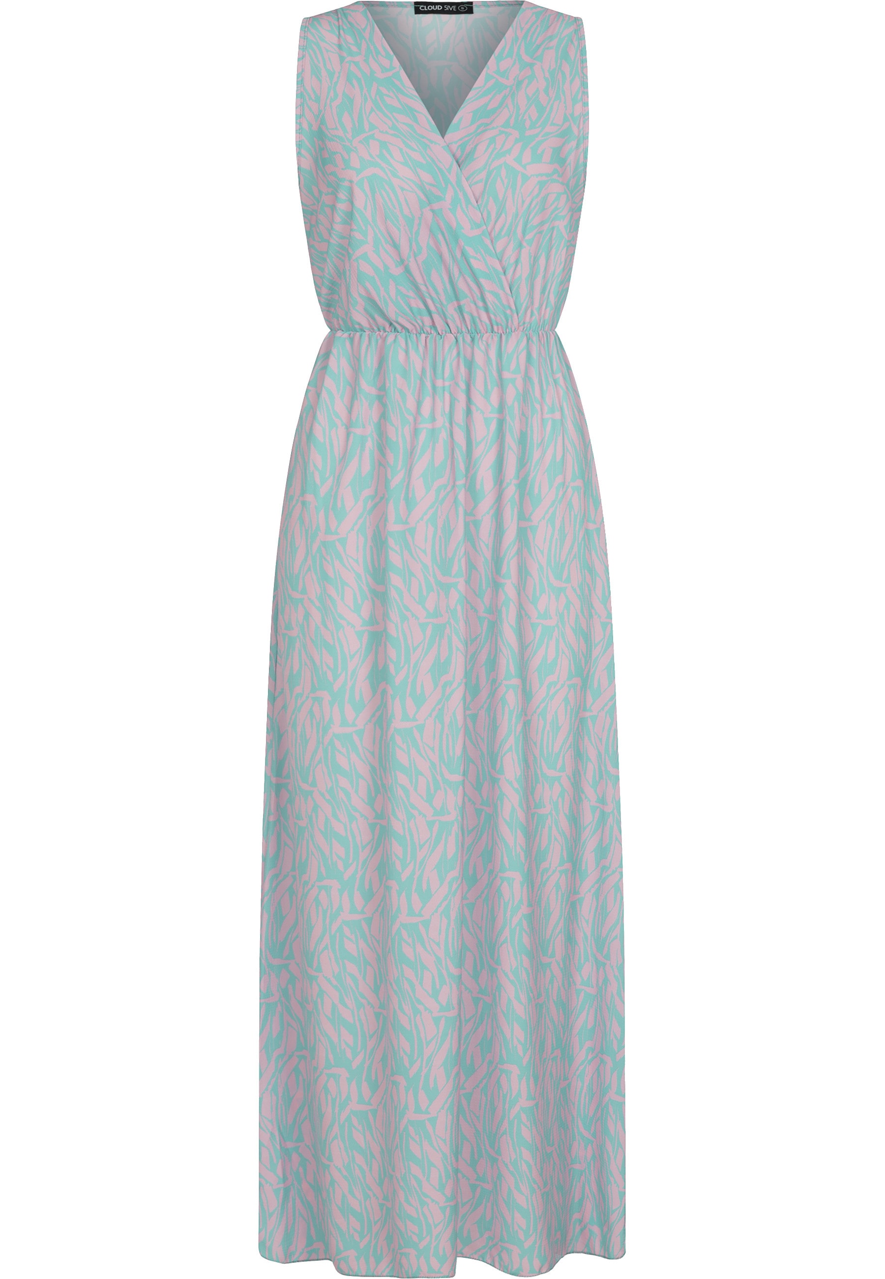 CLOUD 5IVE Shirtkleid "CLOUD 5IVE Maxi Kleid in Wickeloptik mit All Over Pr günstig online kaufen