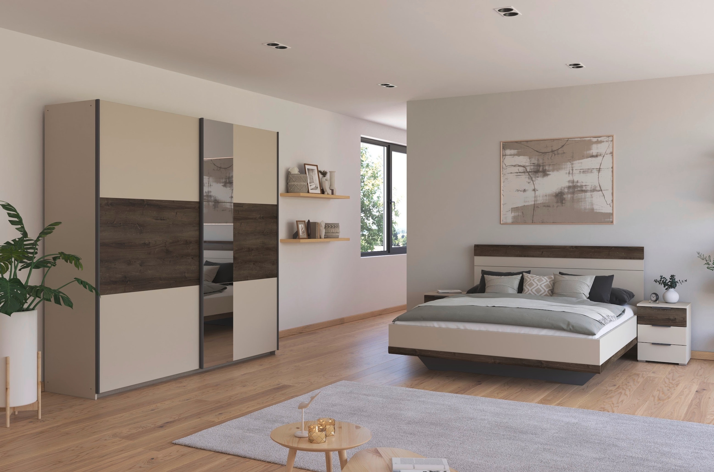 rauch Schlafzimmer-Set »Komplettschlafzimmer Schlafzimmer Schlafzimmermöbel SAJO«, (Set, 4 tlg., Set: Kleiderschrank mit/ohne Spiegel, Bett in 2 Breiten, 2 Nachttische), optional mit Spiegel am Kleiderschrank MADE IN GERMANY