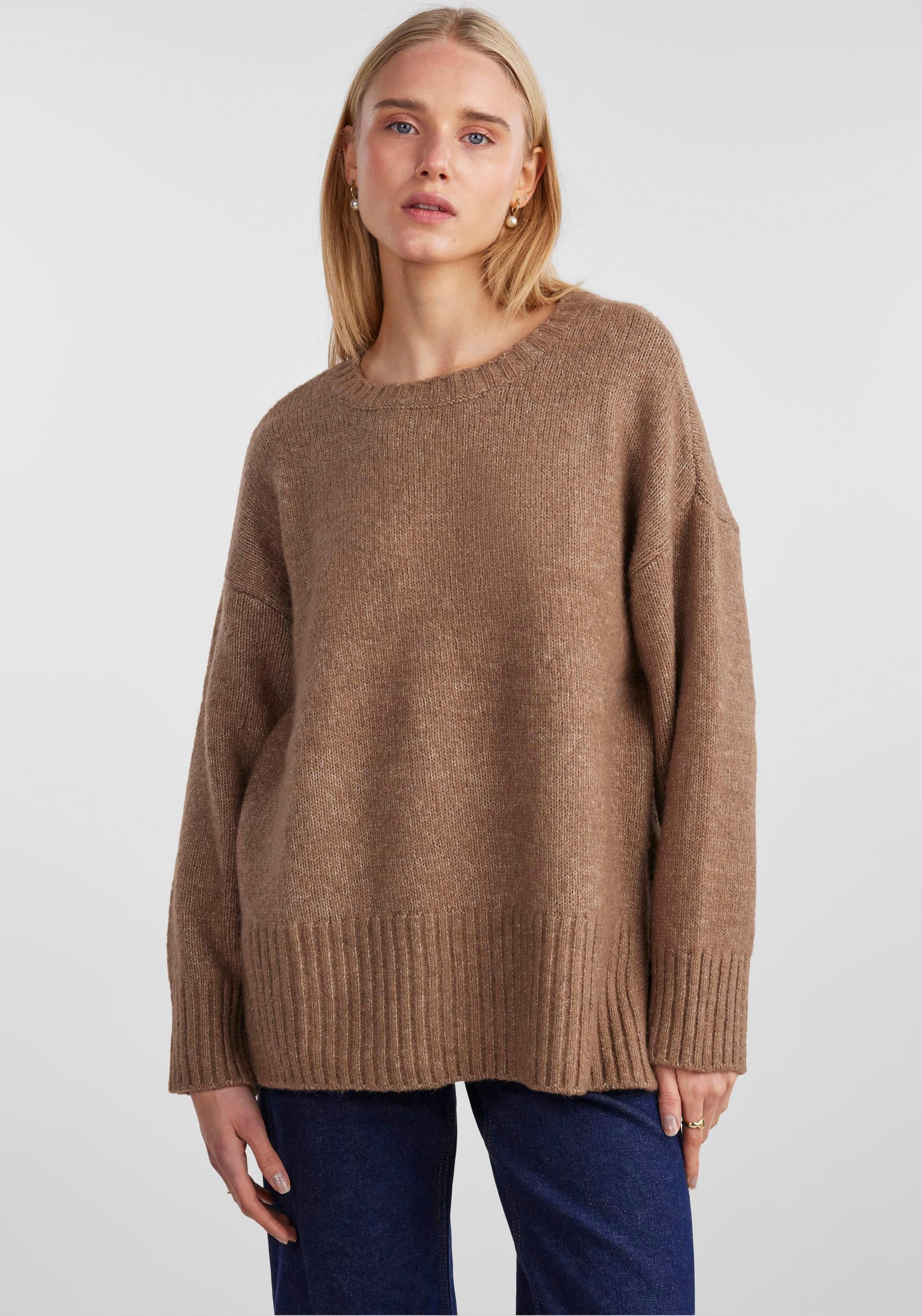 pieces Rundhalspullover "PCNANCY LS LOOSE O-NECK KNIT NOOS BC", Oversized