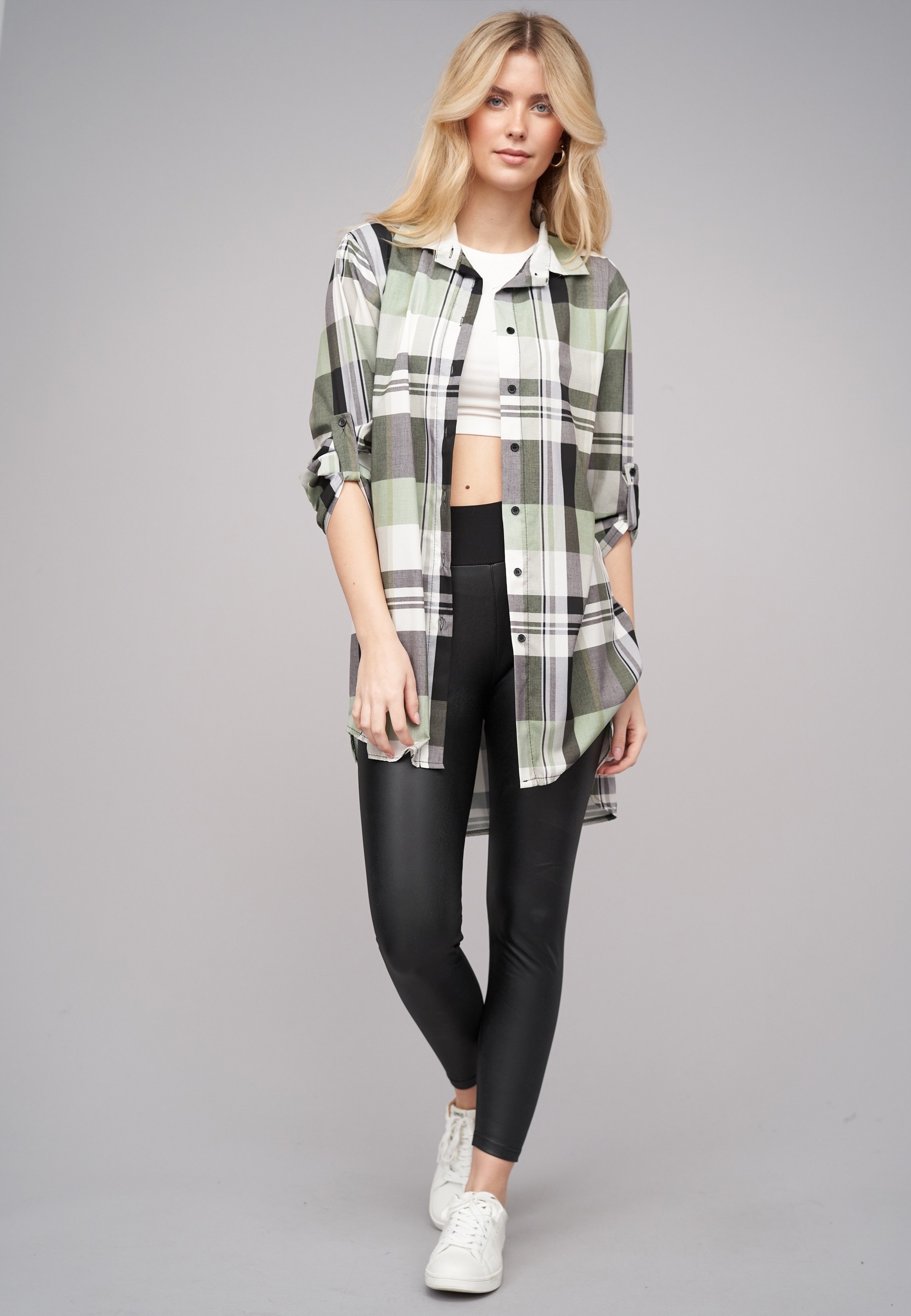 CLOUD 5IVE Klassische Bluse »CLOUD 5IVE Turn Up 3/4 Arm Bluse kariert BIG«